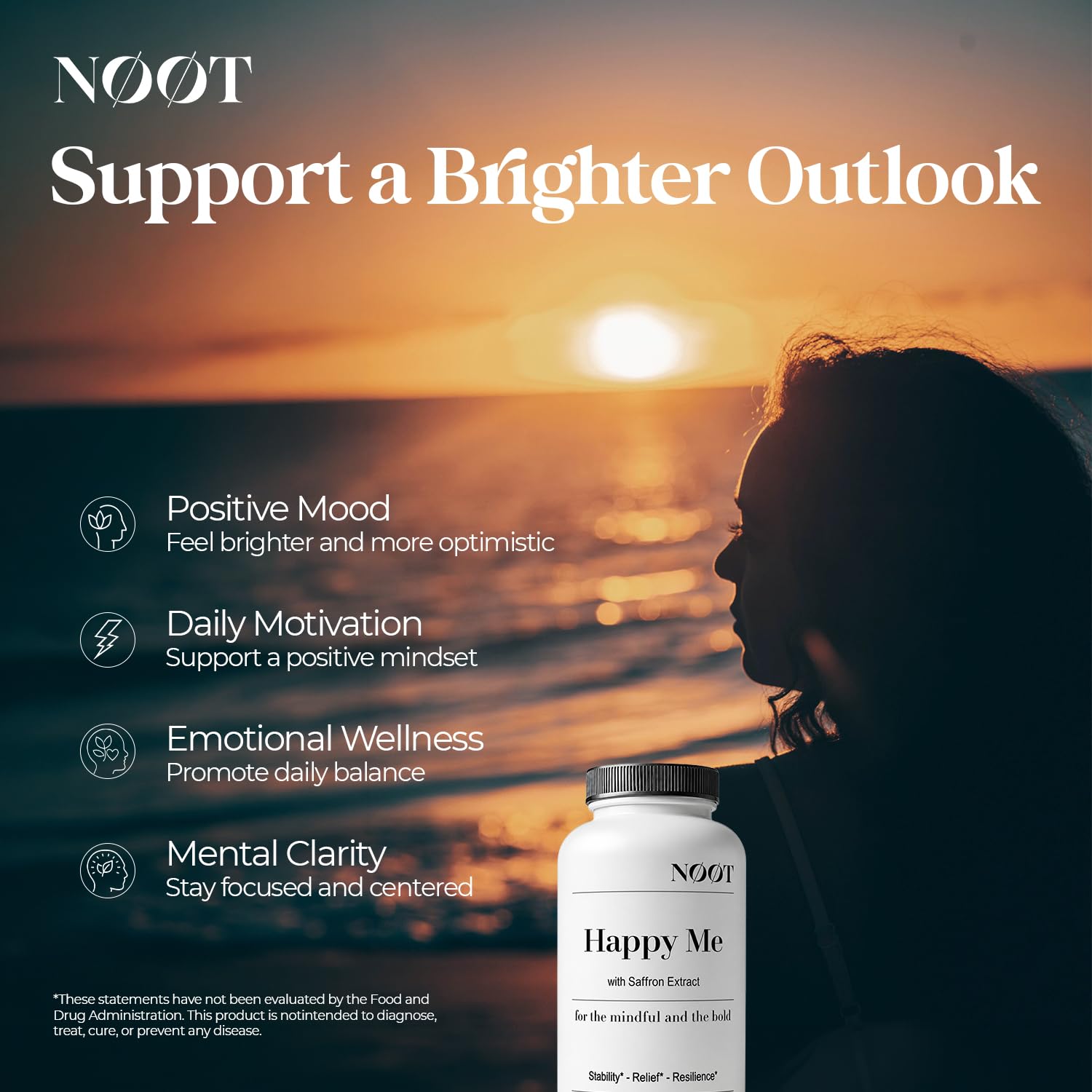 NOOT Happy Me – Natural Mood Support Supplement for Women & Men | Saffron Supplement with Rhodiola & Maca Adaptogens | Supports Calm & Emotional Balance | Vegan, Plant-Based Happy Pills | 60 Capsules — Amazon image 3