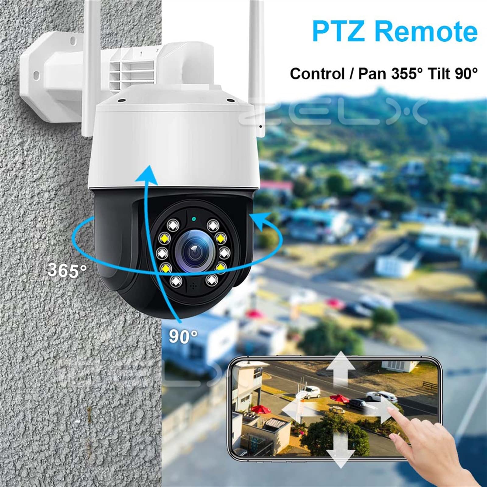 Kamera bezpieczeństwa, Kamera bezpieczeństwa 5MP Zewnętrzna kamera 1080P 30-krotny Zoom optyczny 60M IR Night Vision Inteligentny dom CCTV Nadzór wideo H.265 Camhi(5MP Camera Add 32GB)