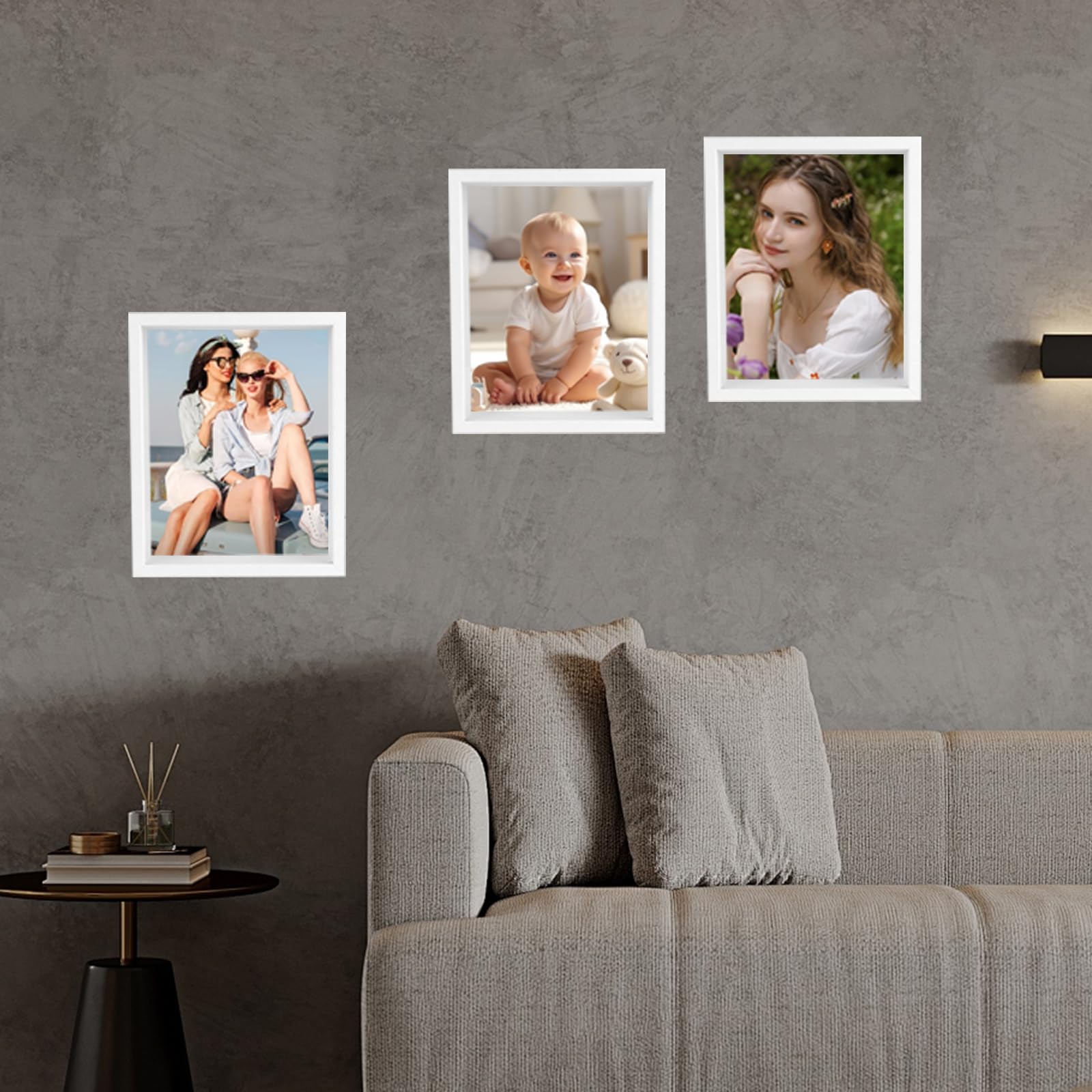 Pack de 2 marco Fotos 20x25 Blanco, 3d Profundo con Cristal Acrilico y MDF, Portafotos para Recuerdos, Flores Secas, Objetos Pequenos, Pared y Mesa