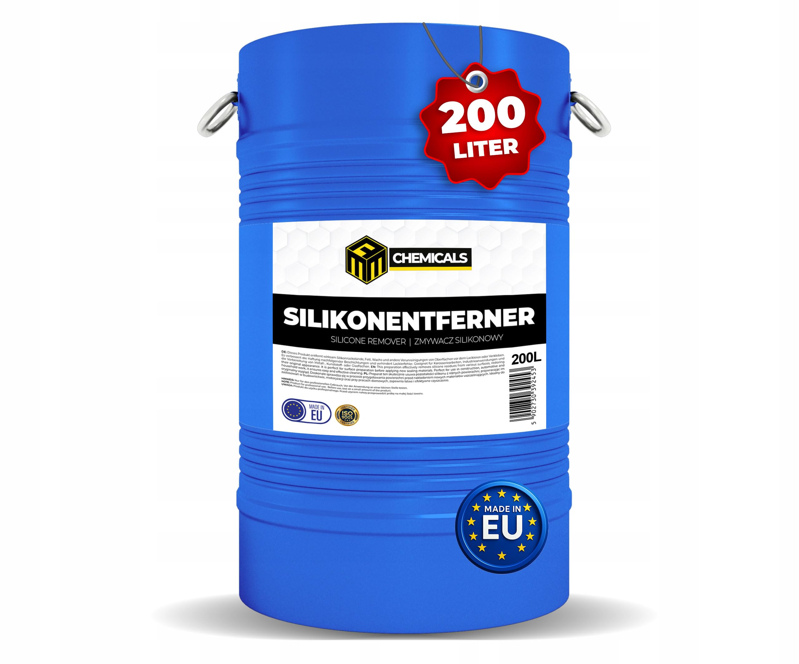 Silikonentferner – Antisilikonreiniger zum Entfernen von Silikon, Fett & Öl – Lackentfetter zur Lackvorbereitung und Oberflächenreinigung 1 × 200 L