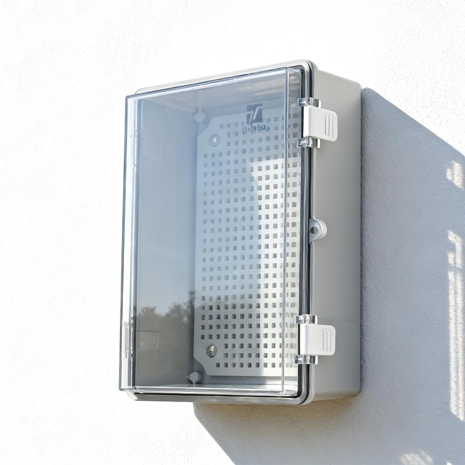 Scatola di derivazione elettrica per esterni, impermeabile, in plastica ABS IP67, contenitore elettrico da esterno con coperchio trasparente incernierato, piastra di montaggio, staffe da parete