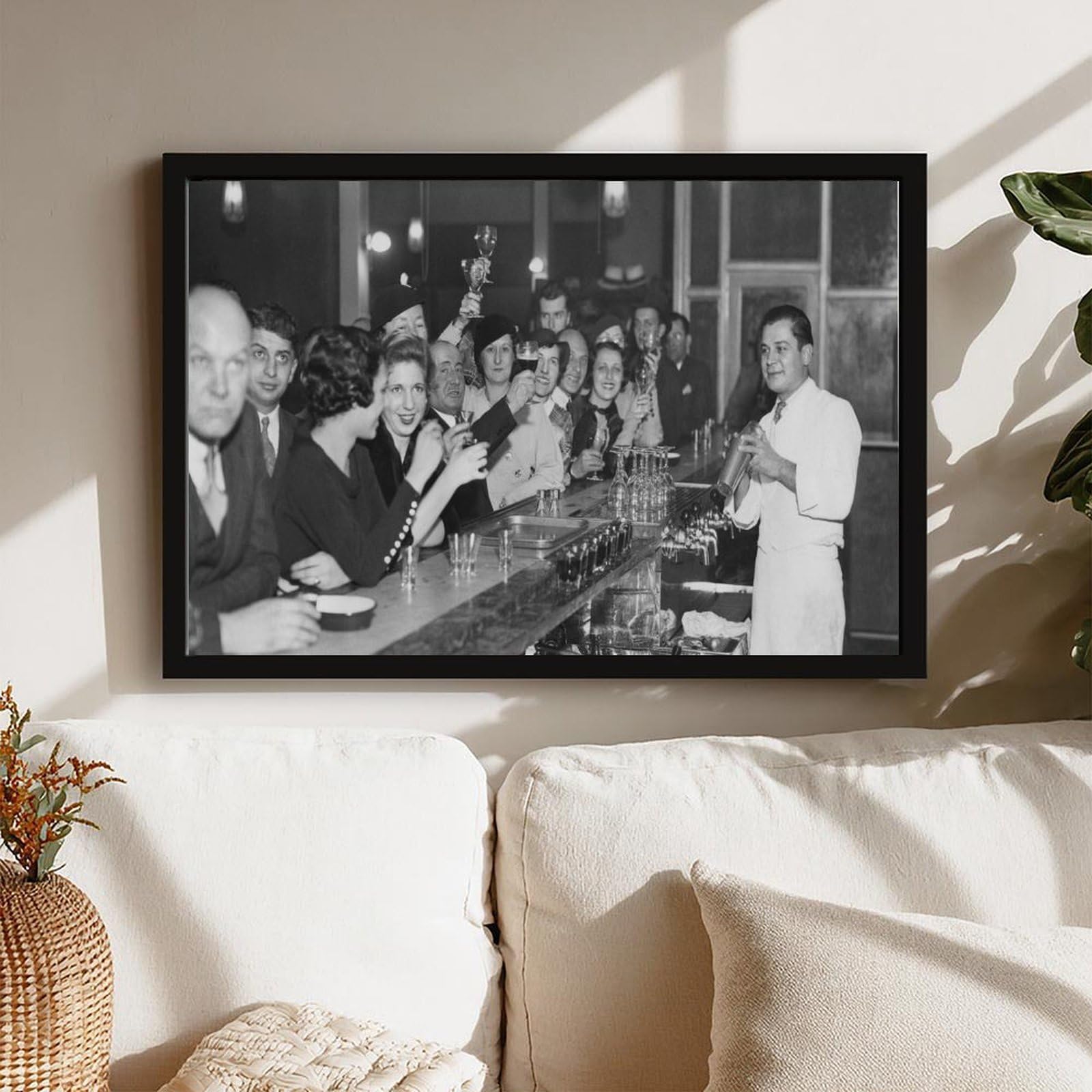WCYB Fin de la prohibición en un bar – Póster de la 18ª enmienda de la enmienda, arte de pared para oficina, marco colgante de 40,6 cm de largo x 61 cm de ancho