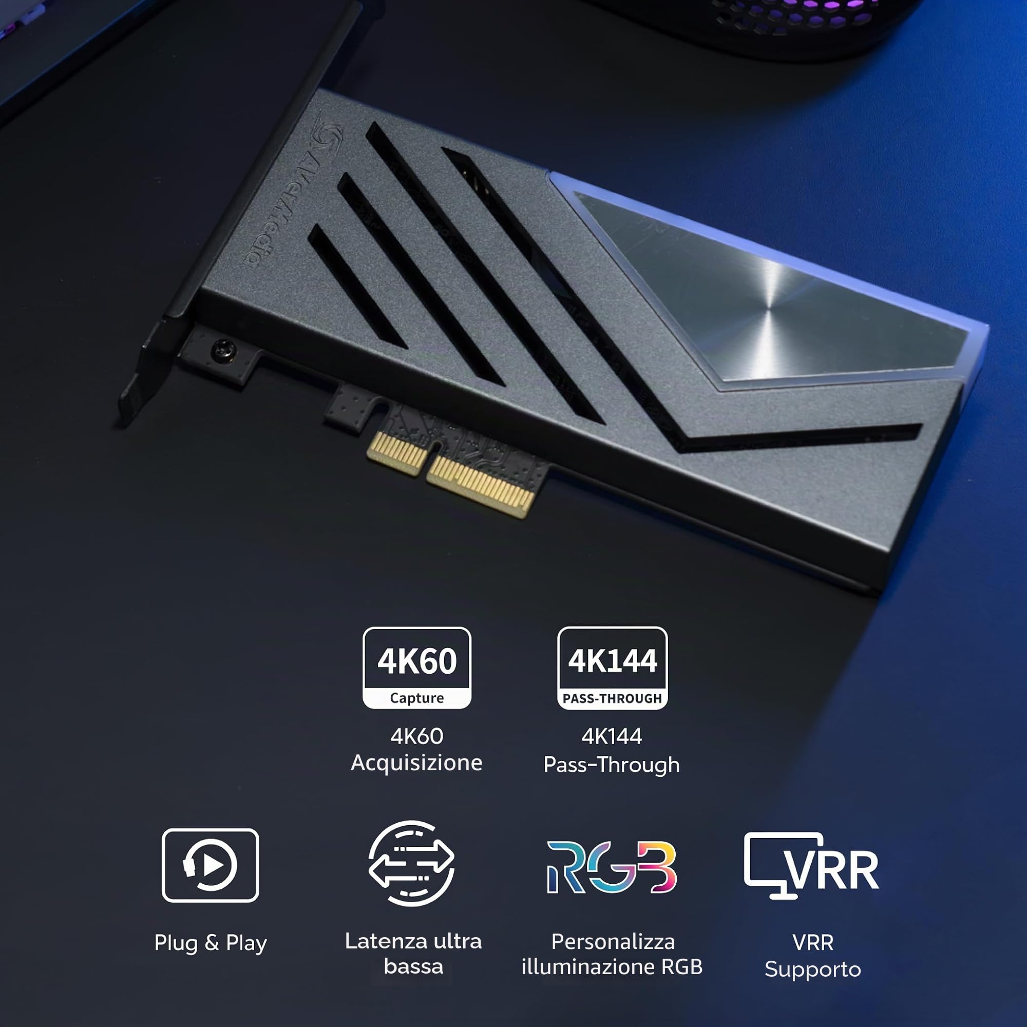 Scheda di cattura interna AVerMedia 4K60 con latenza ultra bassa per PS5, Xbox Series X/S, Switch, PC - GC575 Live Gamer 4K 2.1