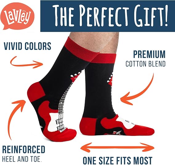 Lavley Funny Socks For Geeks - Cool Gifts for Gamers, Musicians and Teachers