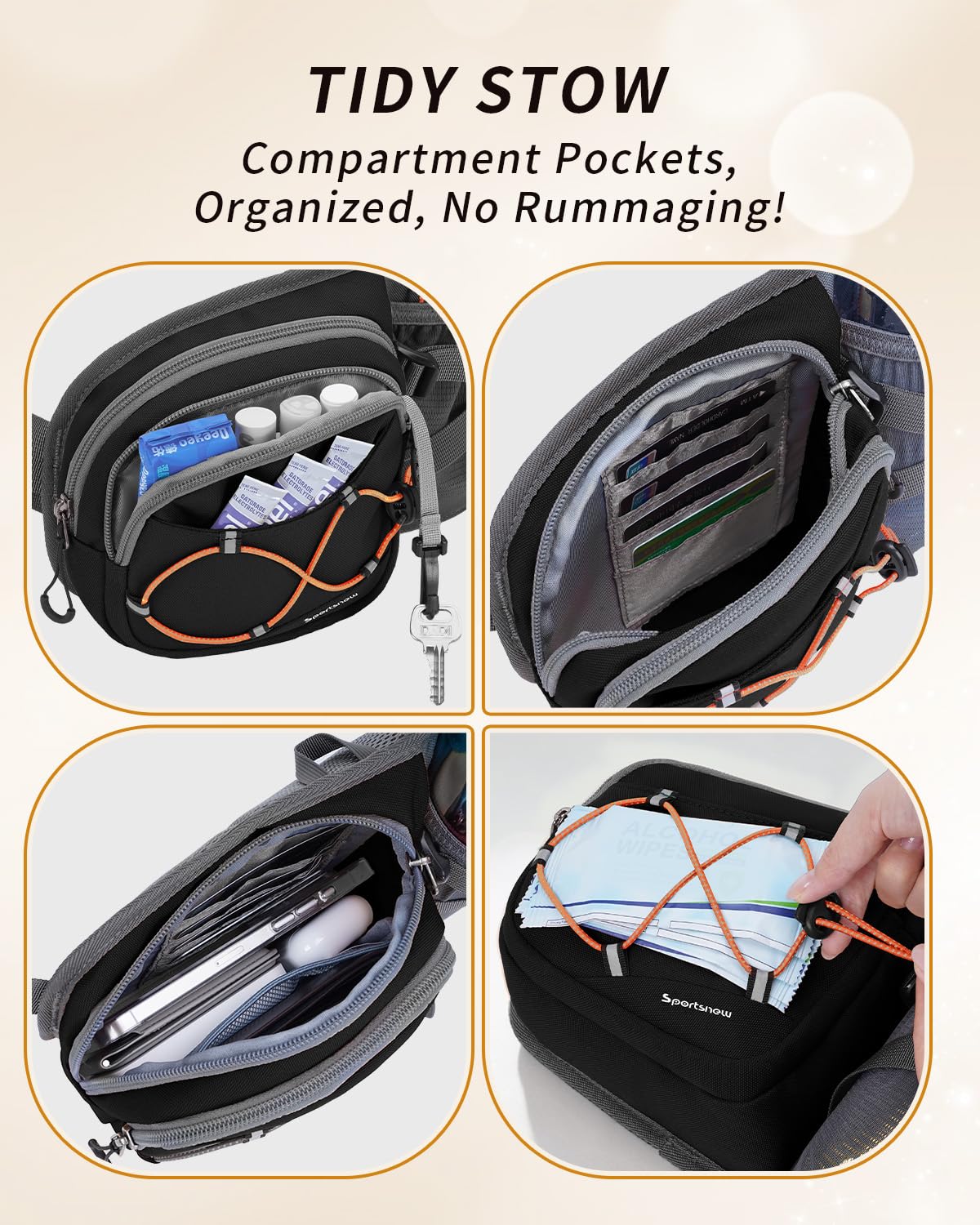 Sportsnew Bauchtasche mit Flaschenhalter 2L, Leichte Hüfttasche Wasserabweisend Damen und Herren, Atmungsaktiv Sport Hüfttasche für Radfahren Camping Klettern Reisen Wandern Joggen Hundetraining