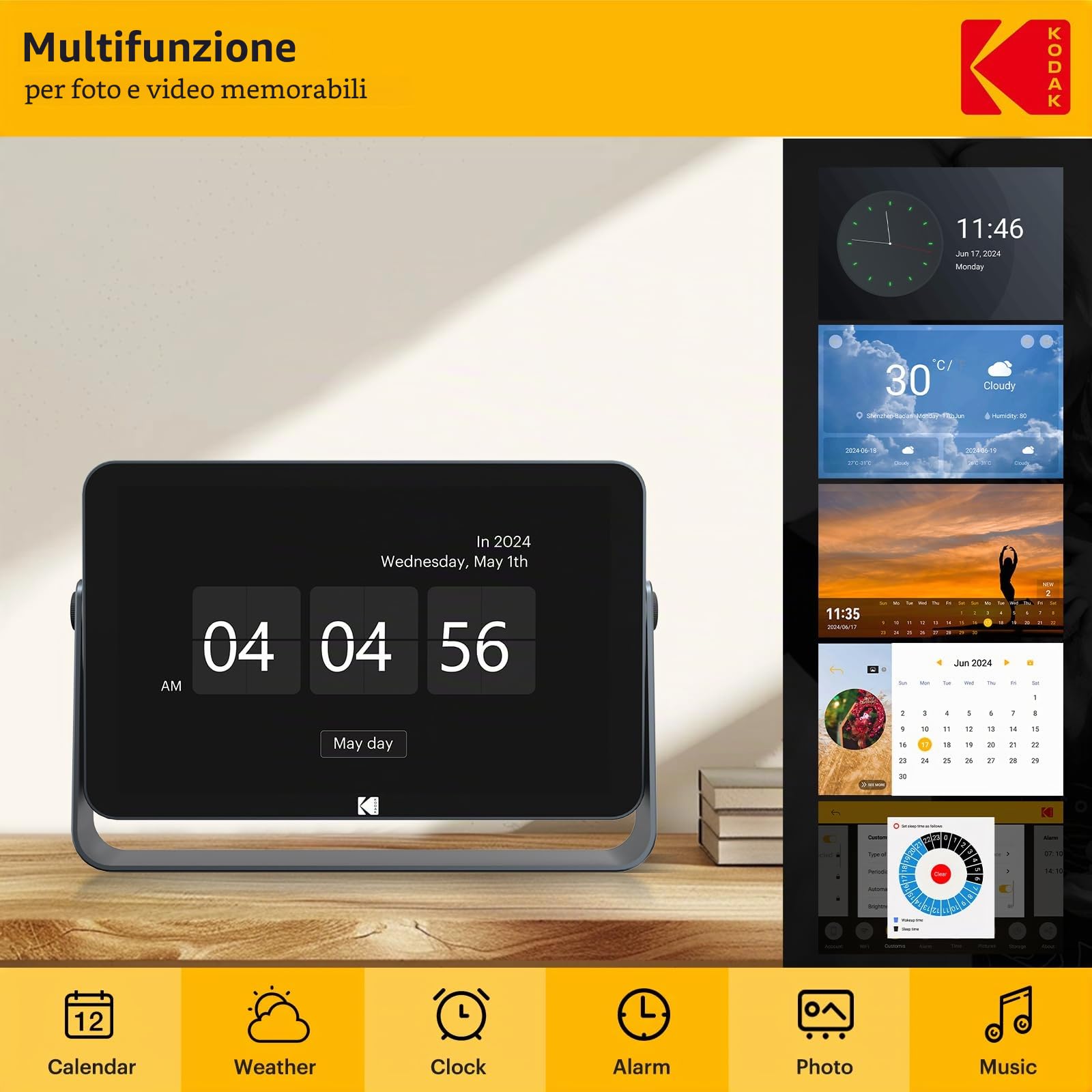 KODAK Cornice digitale Touch elettronica, 10,1 pollici, 1920 x 1200 FHD, con memoria da 32 GB, batteria agli ioni di litio da 4000 mAh