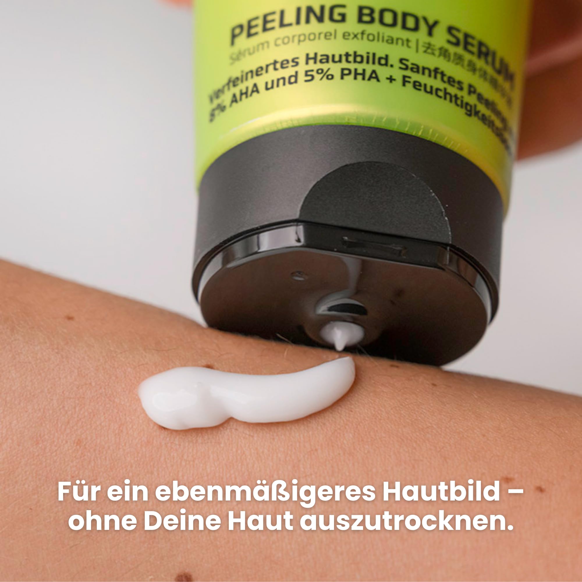 Jean & Len Serum do ciała AHA & PHA, delikatny peeling z 8% AHA i 5% PHA, poprawia wygląd skóry, usuwa zanieczyszczenia, nawilża, pielęgnacja ciała bez parabenów i silikonów, wegańskie, 200 ml