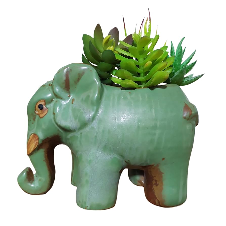 象型観葉植物 鉢植え 無印良品】象の瀬戸焼 象の陶器 植木鉢セット - ショップ 聖新