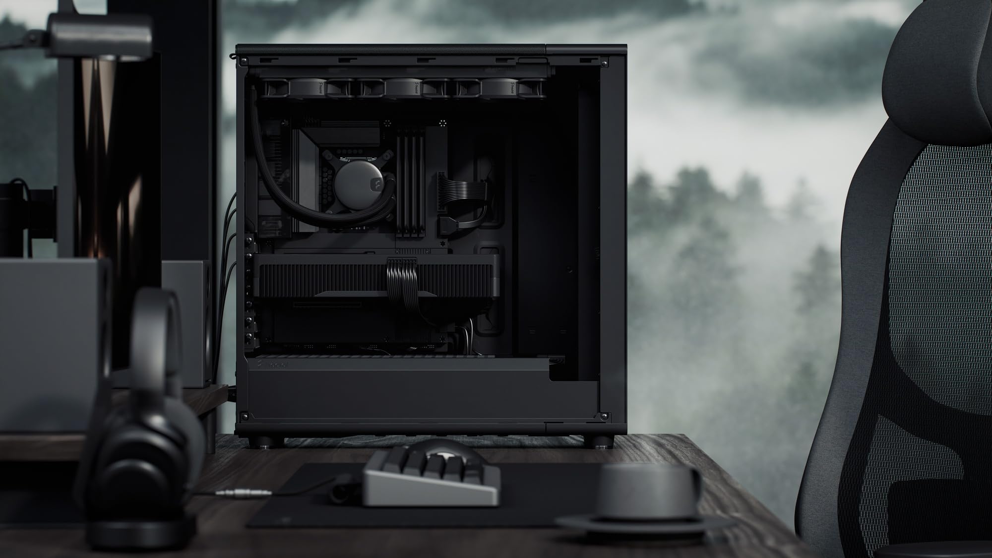 Fractal Design North XL Momentum Black - Glass Side Panel - Genuine Blackened Oak Wood Front - High Airflow PC Gaming Case - Three powerful 140mm Momentum Fans Included - ATX/E-ATX Support