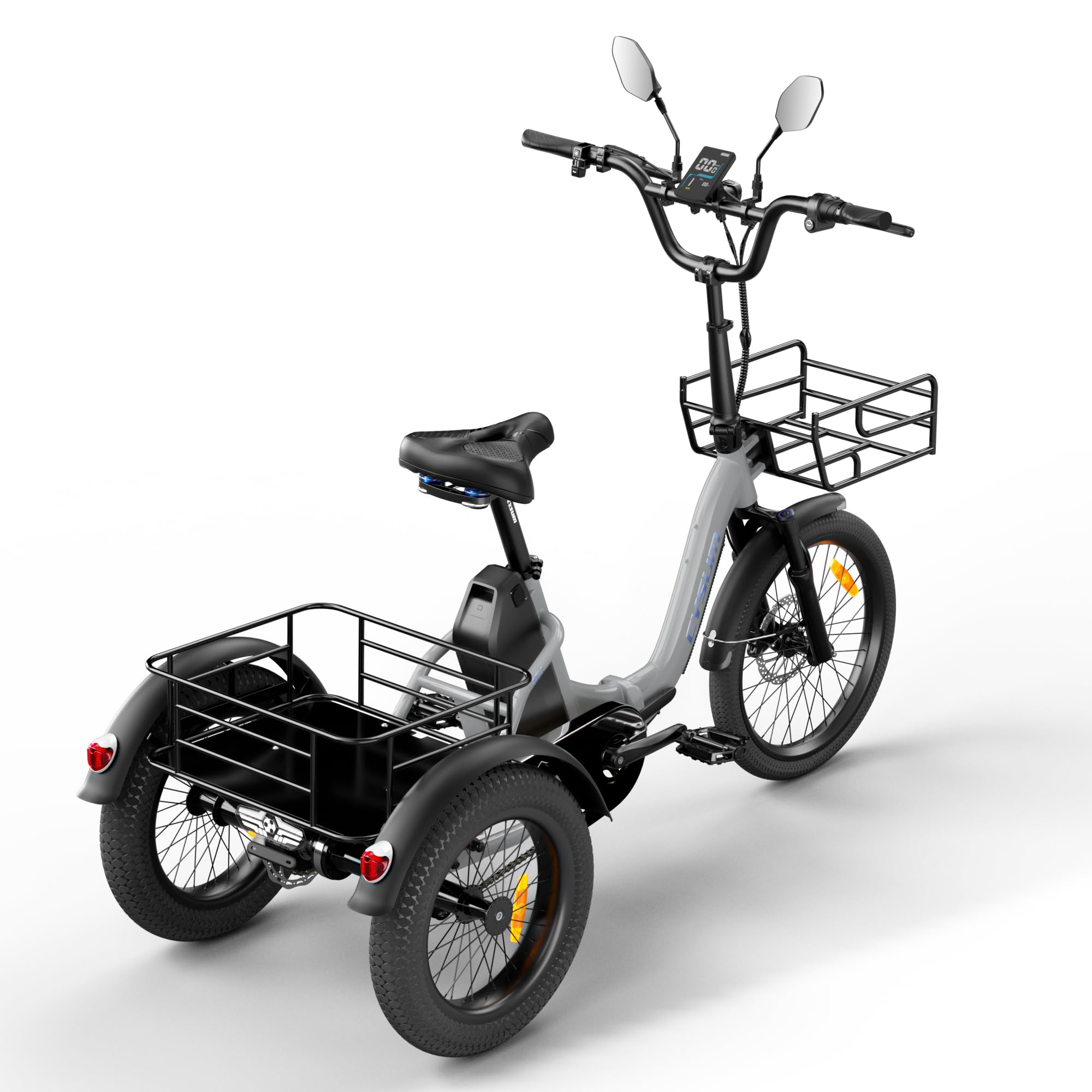 AG1 Pro triciclo elettrico per adulti con batteria 48V e 150km di autonomia, bici elettrica pieghevole in alluminio con freni Shimano MT200, cargo bike con sblocco NFC e retromarcia