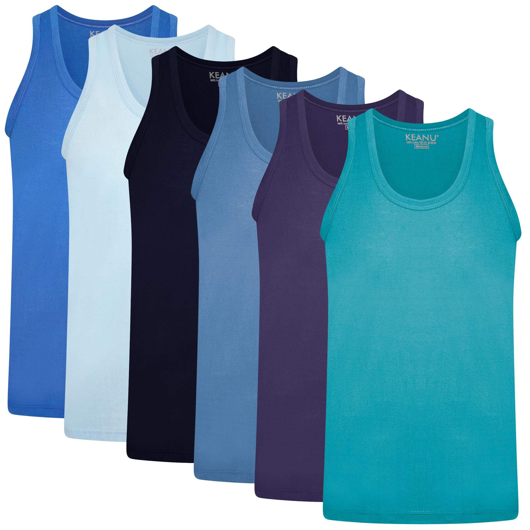 Mens Fitted 100% Cotton Vests Pack of 6