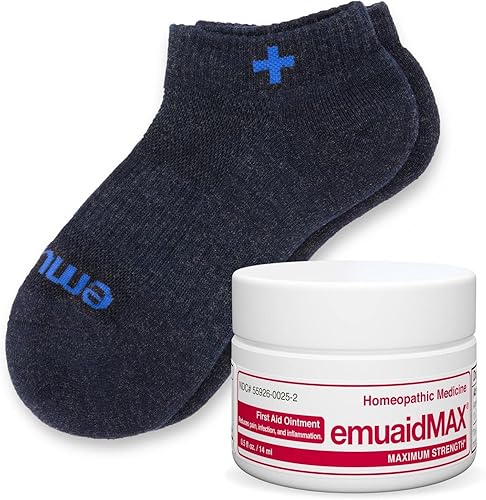 emuaid EMUAIDMAX - Compañero de viaje para hongos en las uñas EMUAIDMAX máxima fuerza 0.5 onzas con calcetines iónicos plateados es adecuado para