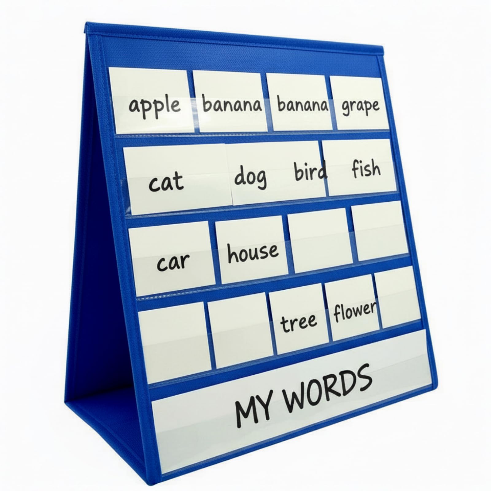 Gatuida Desktop Pocket Chart with 20 Dry Erase Cards - Double Sided Self Standing Tabletop Teaching Stand for Classroom, Phonics Word Building & Daily Schedule, Portable Sentence Strip Holder for Kid