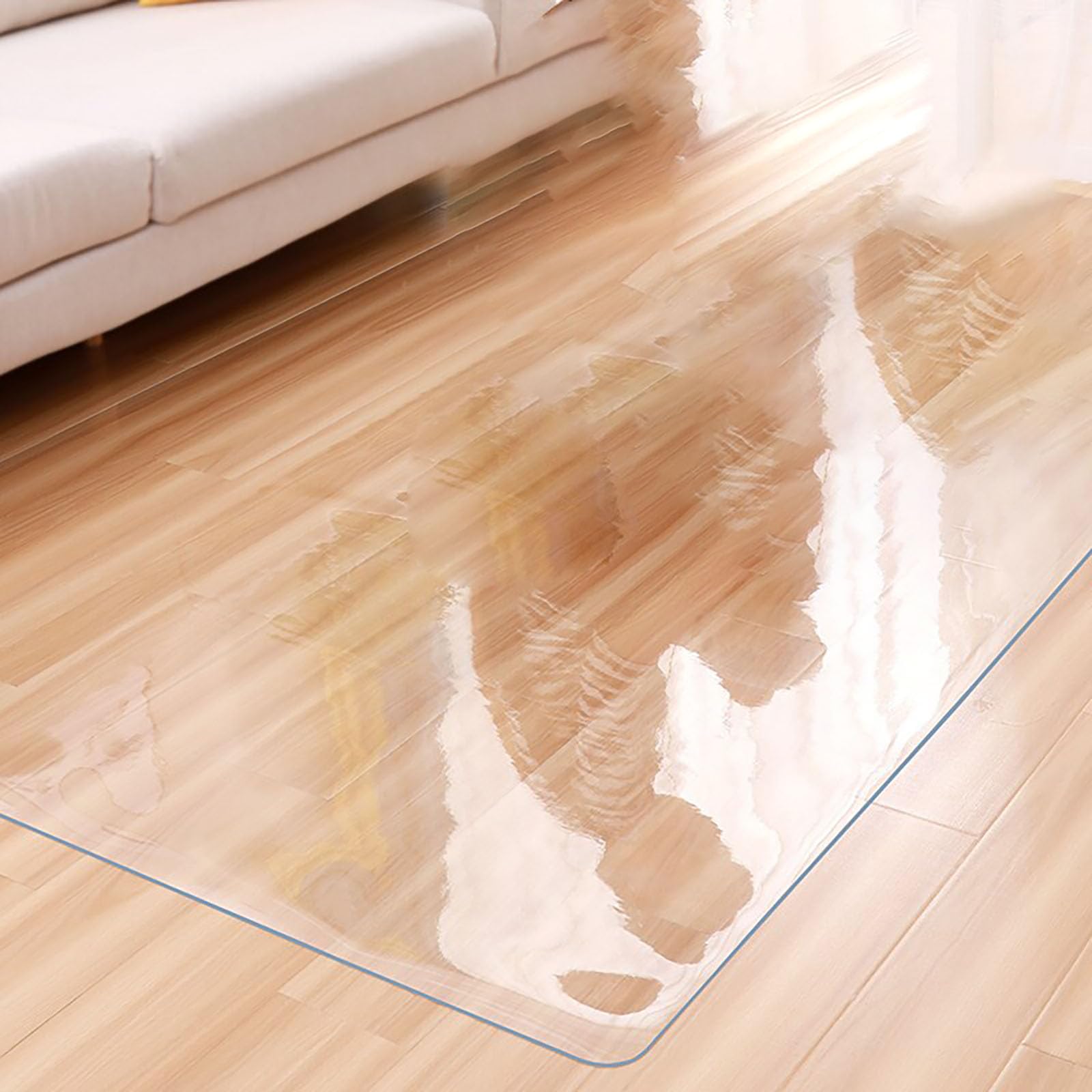 RICOLUS Home Office Chair Mats, Large Rectangle PVC Transparent Floor Mat, Carpet Chair Protector,Clear PVC Tablecloth (90x115cm,Transparent 1.5MM)