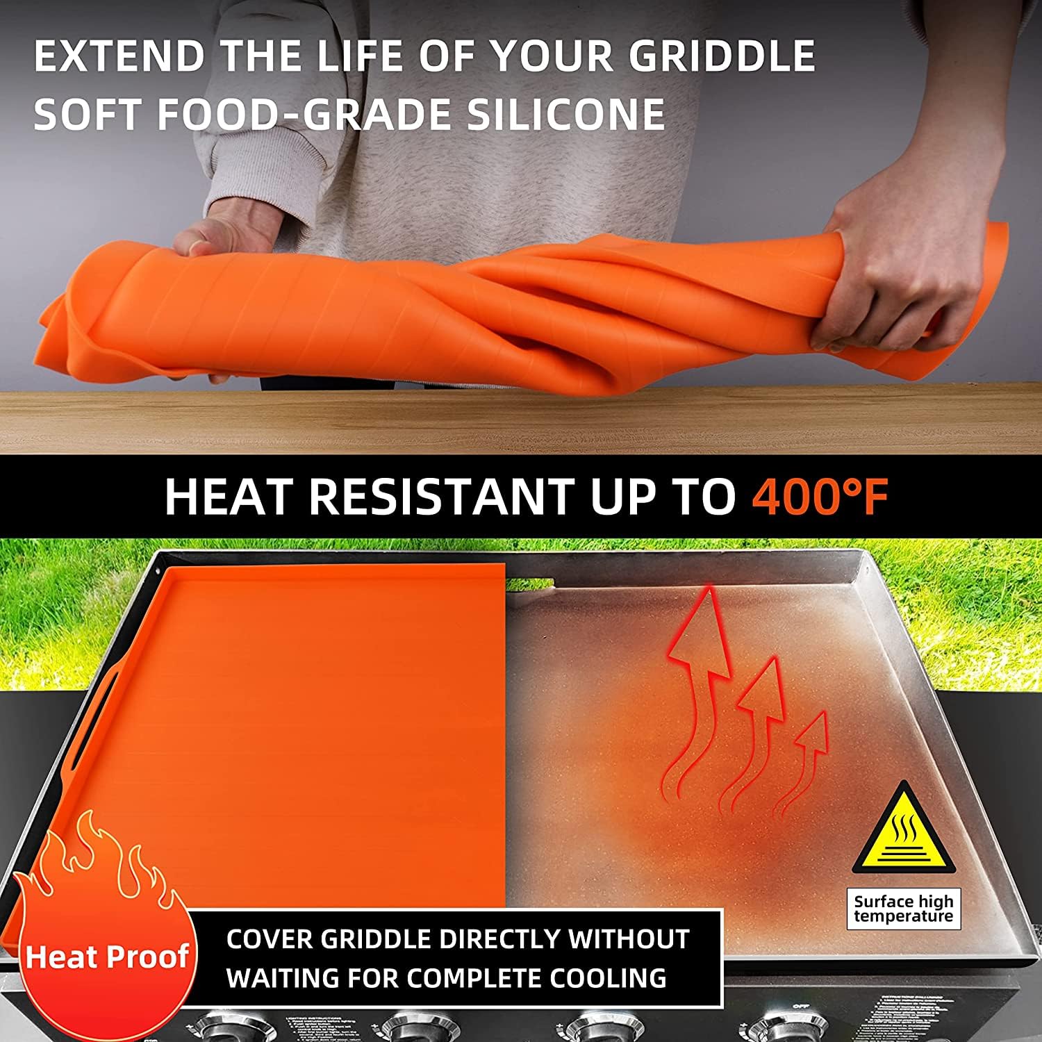 Tappetino per piastra in Silicone tappetino per Barbecue tappetino protettivo per griglia copertura protettiva antiaderente per pietra nera per uso alimentare per strumenti per Barbecue all'aperto  15
