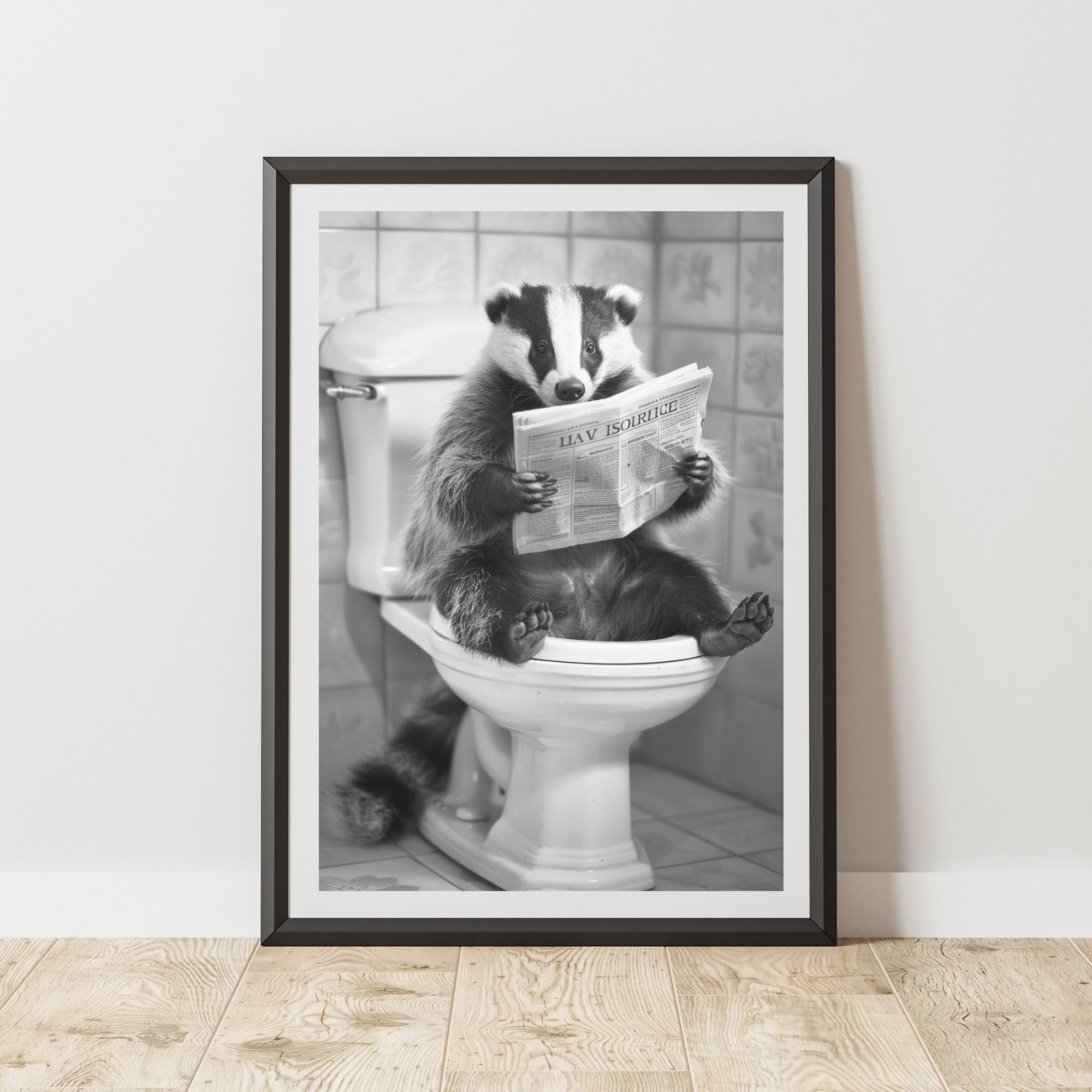60 Second Makeover Limited Badger On The Toilet Animal Print A4 Size from B&Q