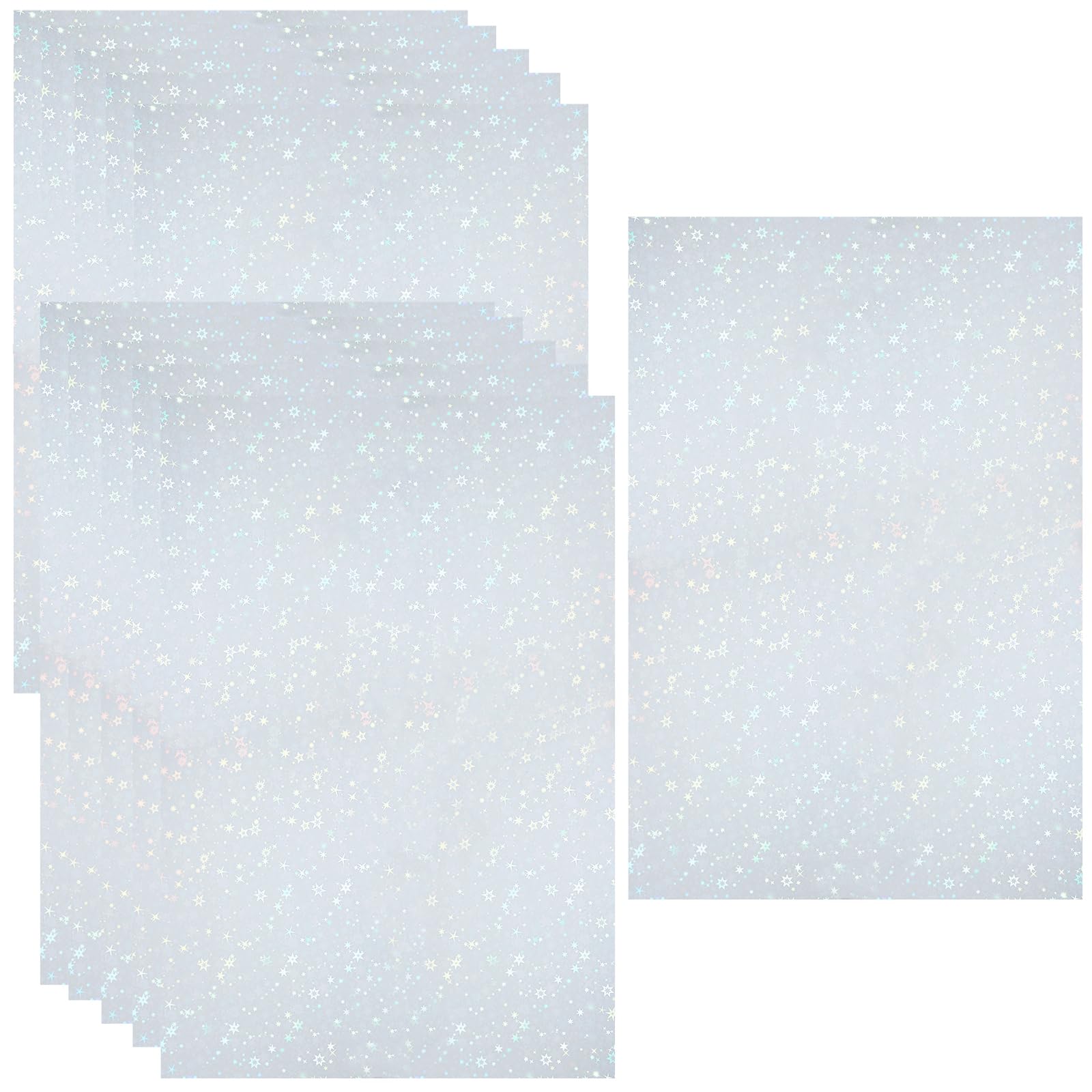Lind Kitchen 10pcs A4 Size Adhesive Transparent Vinyl for Stickers Transparent Holographic Overlay Holographic Vinyl Overlay Holographic Lamination Sheets (Colorful gypsophila)