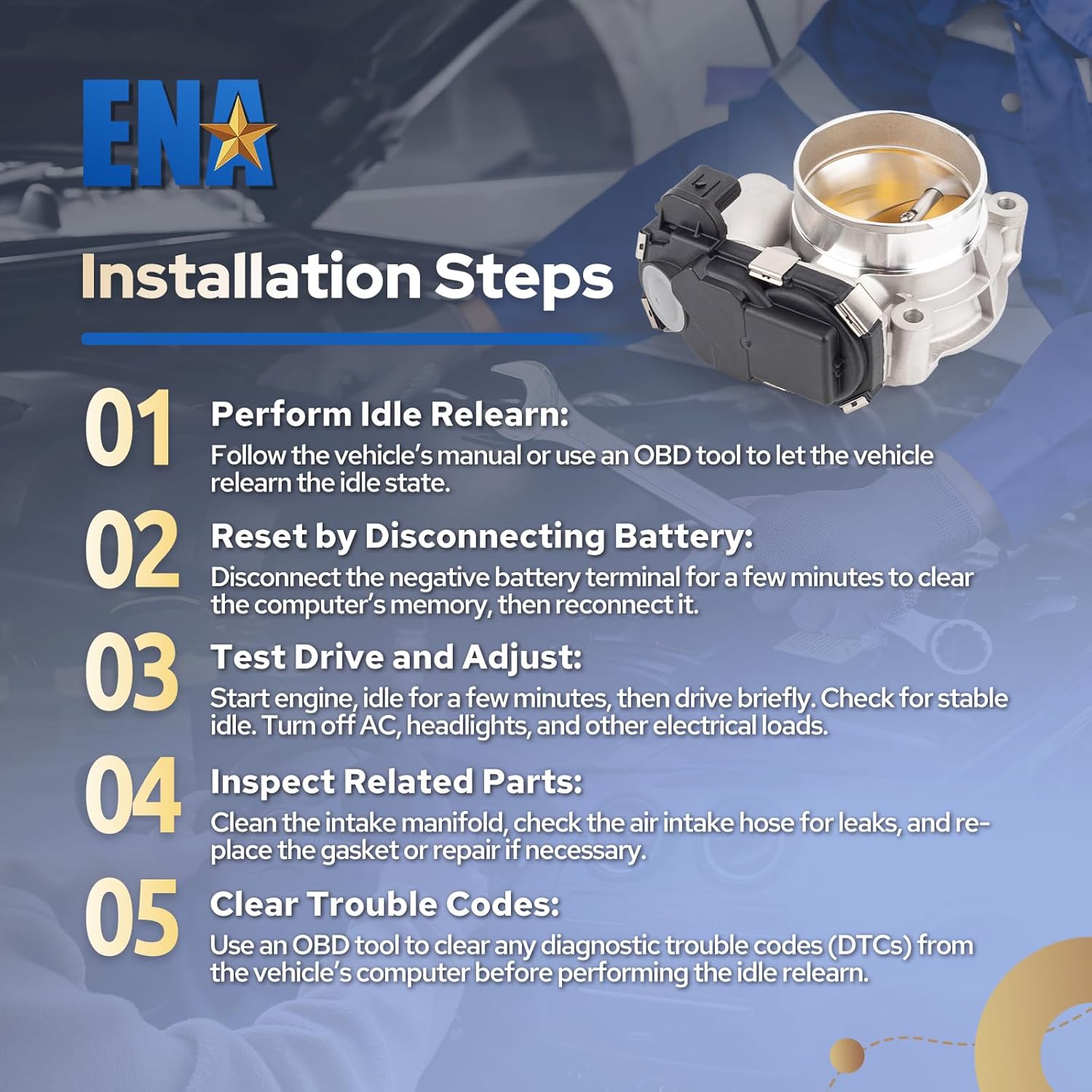 ENA Electronic Throttle Body S20219 Compatible with Buick Cadillac Chevy Chevrolet GMC Enclave LaCross Canyon 2013 2014 2015 2016 2017 2018 2019 2020 V6 3.0L 3.6L Replacement for 12632172 12648415