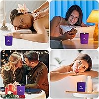 Vista 5 de Velas aromáticas de lavanda para el hogar, velas perfumadas de 8 onzas, cera en tarro morado, hechas con soja para mujeres, 45 horas de combustión