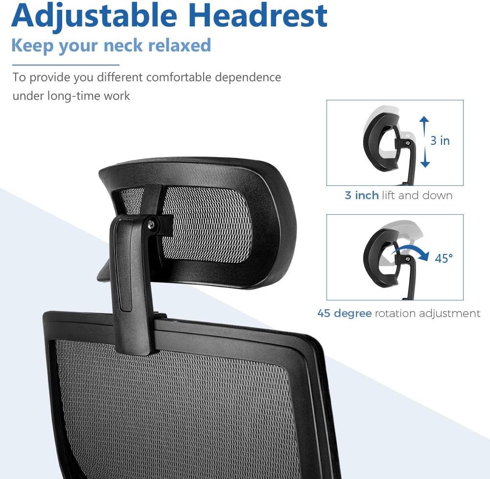 Best Deal Cheap 🛒 Ergonomic Office Chair Adjustable Desk Chair with Sliding Seat, MOLENTS High Back Mesh Computer Chair with Adjustable Lumbar Support,Headrest,3D Armrest, Swivel Home Office Desk Chair, Thick Wide Seat