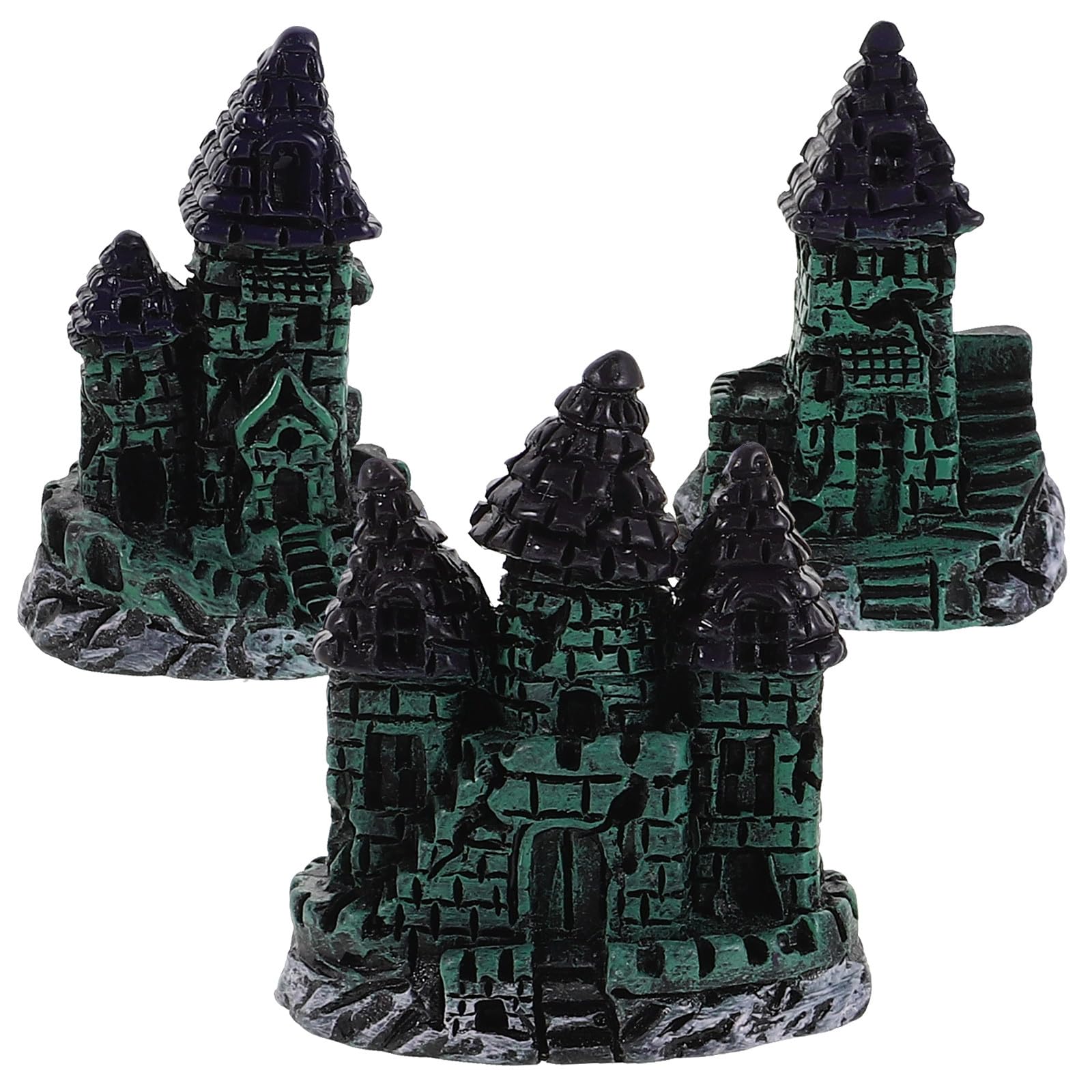 GLEAVI 3pcs Miniature Aquarium Castle Decorations Resin Fish Tank Ornaments Underwater Landscape Betta Cave Fish Tank Castle for