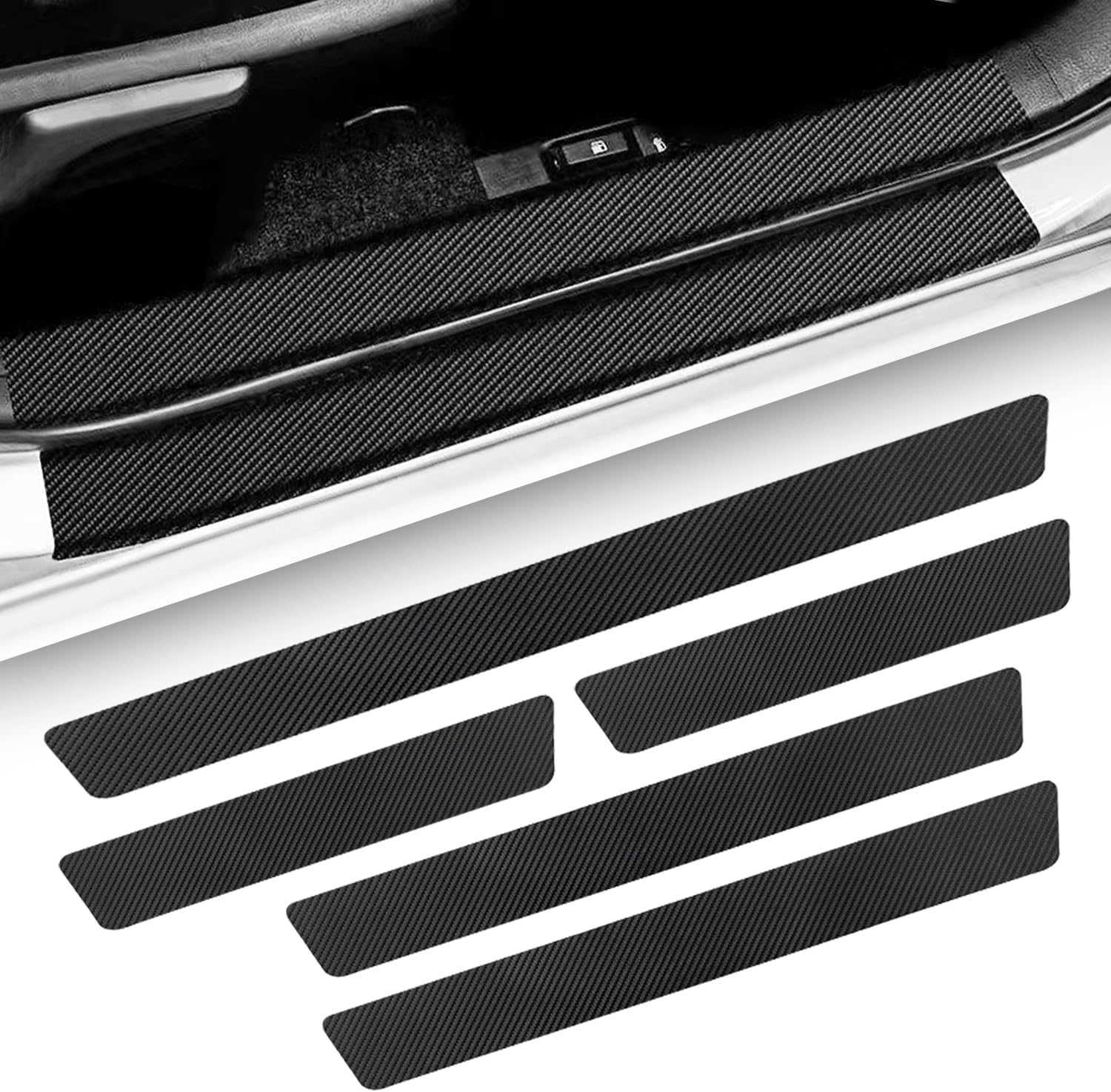 5 Pcs Car Door Sill Plate Protectors for 2024 2025 Toyota Land Cruiser 250 1958 Prado Lc250 J250, Welcome Pedal Protect Door Edge Protection Decorate Anti-Scratch Sticker