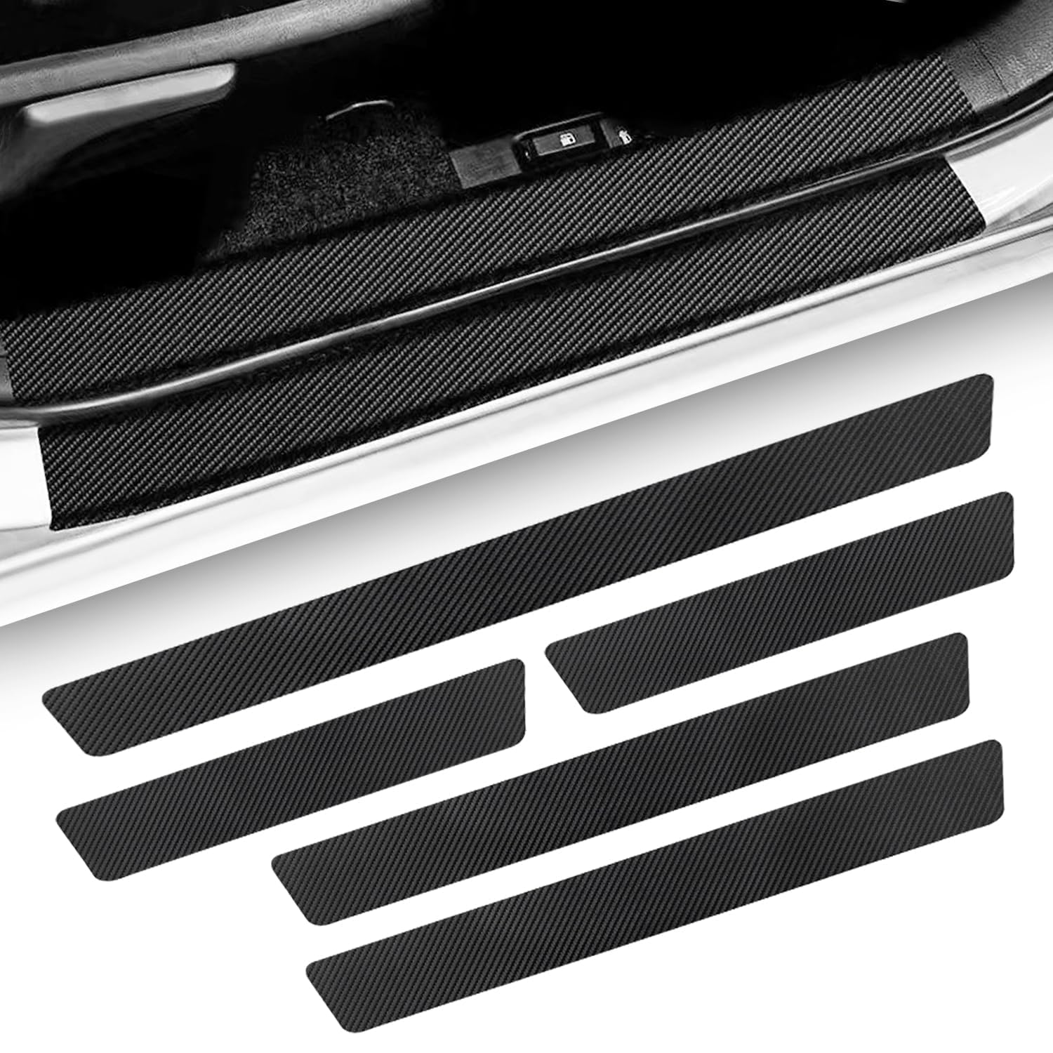 5 Pcs Car Door Sill Plate Protectors for 2024 2025 Toyota Land Cruiser 250 1958 Prado Lc250 J250, Welcome Pedal Protect Door Edge Protection Decorate Anti-Scratch Sticker