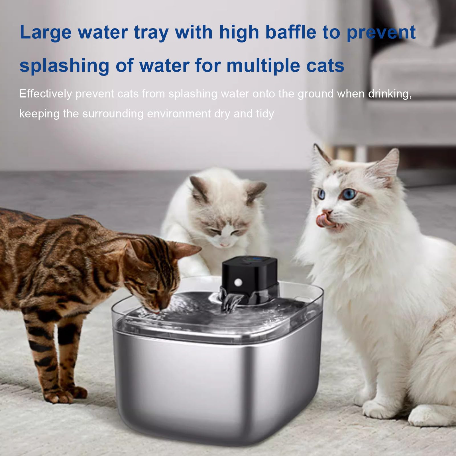 Fontanella per Gatti Senza Fili Acciaio, Fontanella per Cani A Batteria, Dispenser Acqua Animali con Filtri, 4.5L Fontana per Gatti Ultra Silenziosa