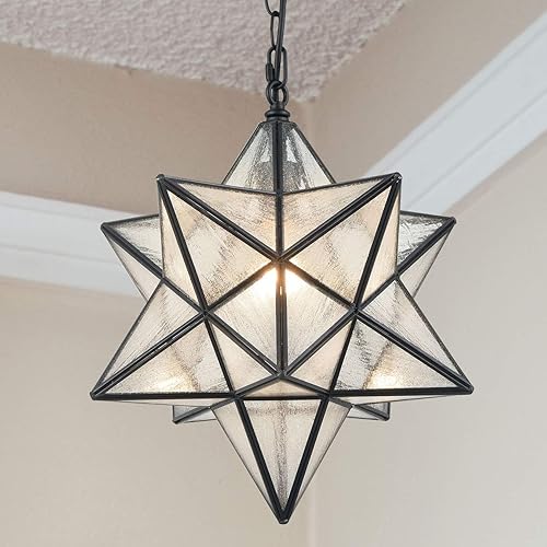 Modern Moravian Star Pendant Light Seeded Large Glass Hanging Lights