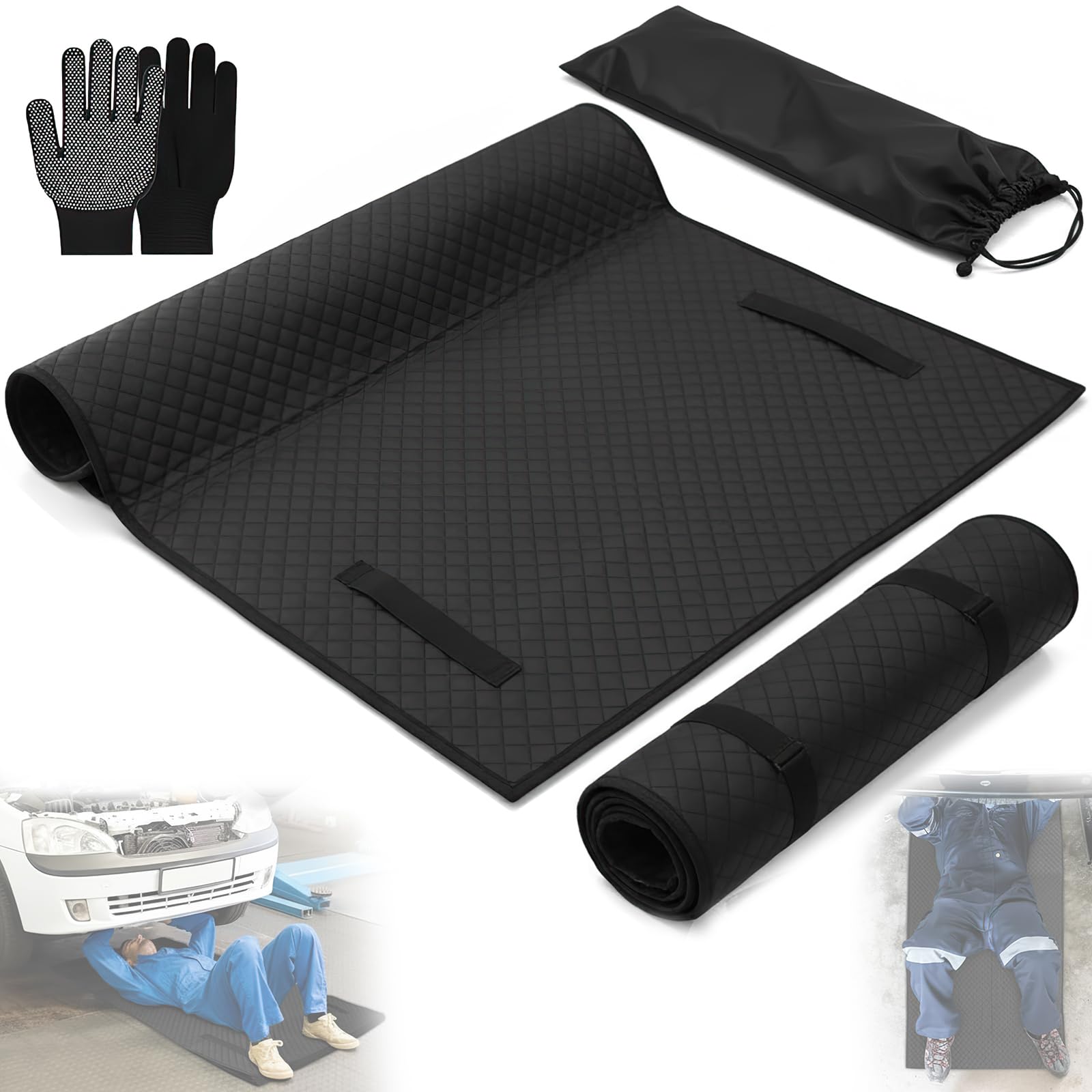 Alfombrilla mágica para enredaderas rodantes, alfombrilla mecánica de 58 x 19 pulgadas para reparaciones de automóviles sin esfuerzo y trabajo de garaje, duradera y portátil para mecánicos de