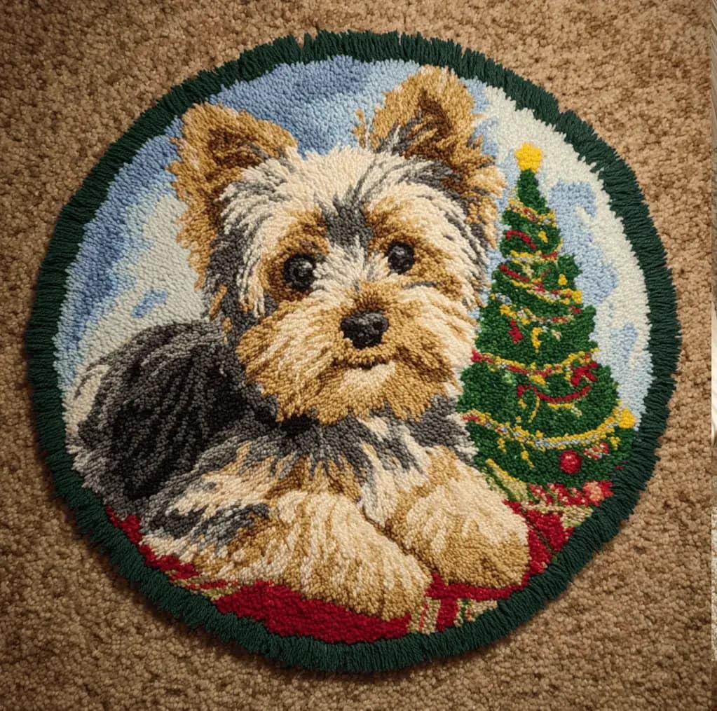 Round Latch Hook Rug Kits Terrier For Adults And Starter 50*50Cm