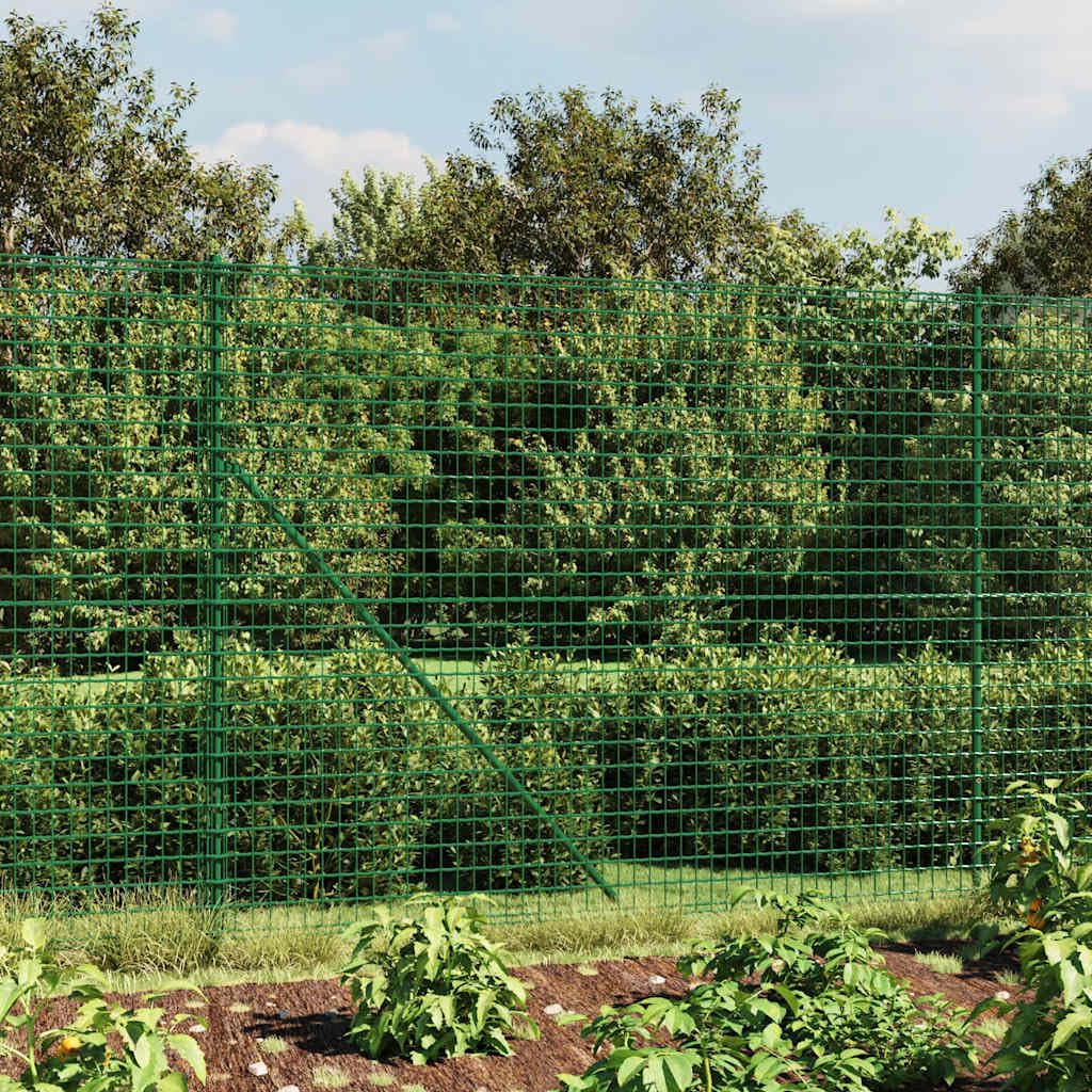 Valla de malla de alambre verde, 1,4 x 25 m, con acero galvanizado y revestimiento de PVC, 75 x 50 mm, malla inoxidable, segura para jardín, valla para perros, balcón y terreno