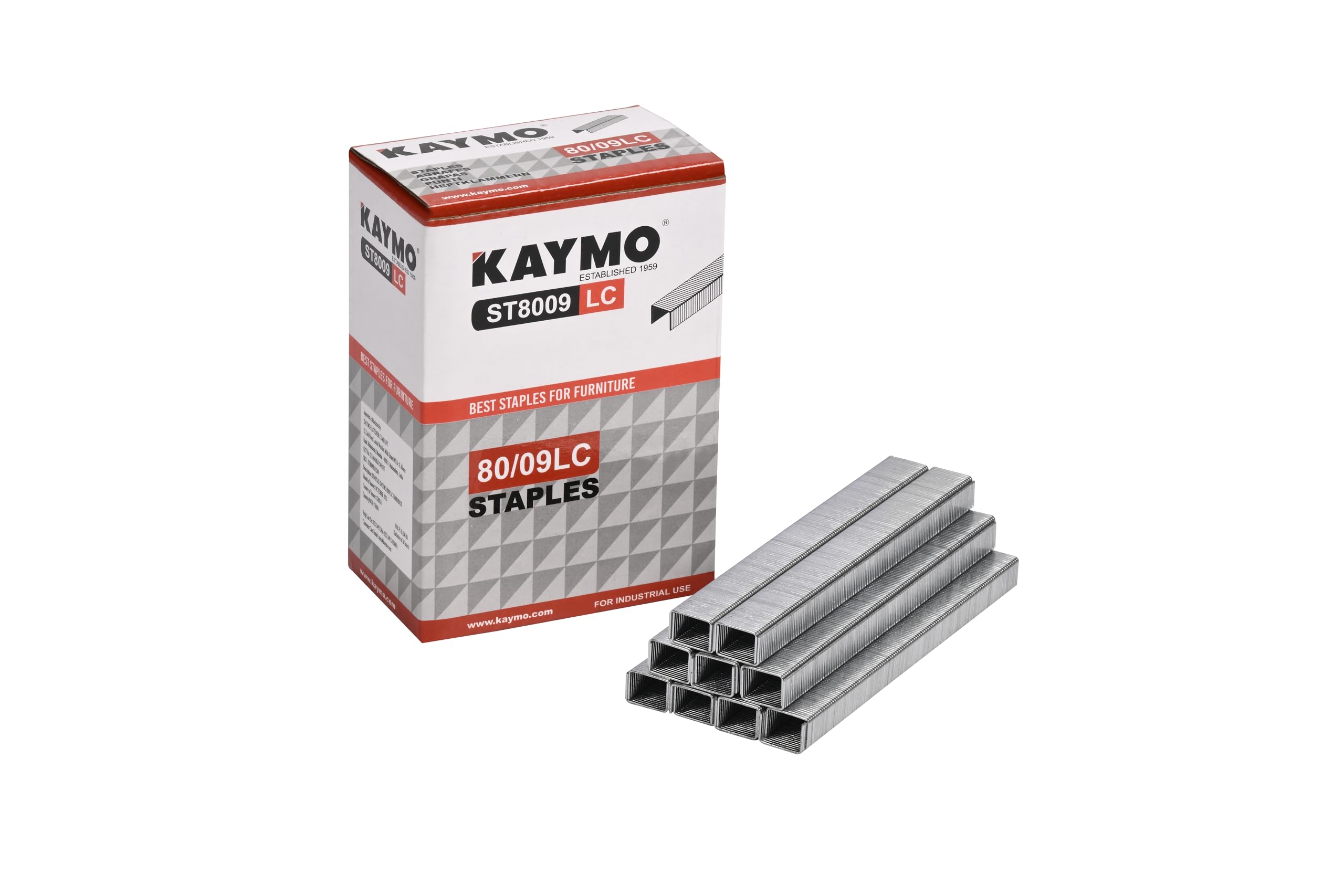 Kaymo ST8009LC 9mm 80 Series Industrial Staples (7,500 Pins) | Heavy-Duty Steel Fasteners for Furniture, Woodwork, Packaging & General Construction | Compatible with Kaymo 80 Series Staplers