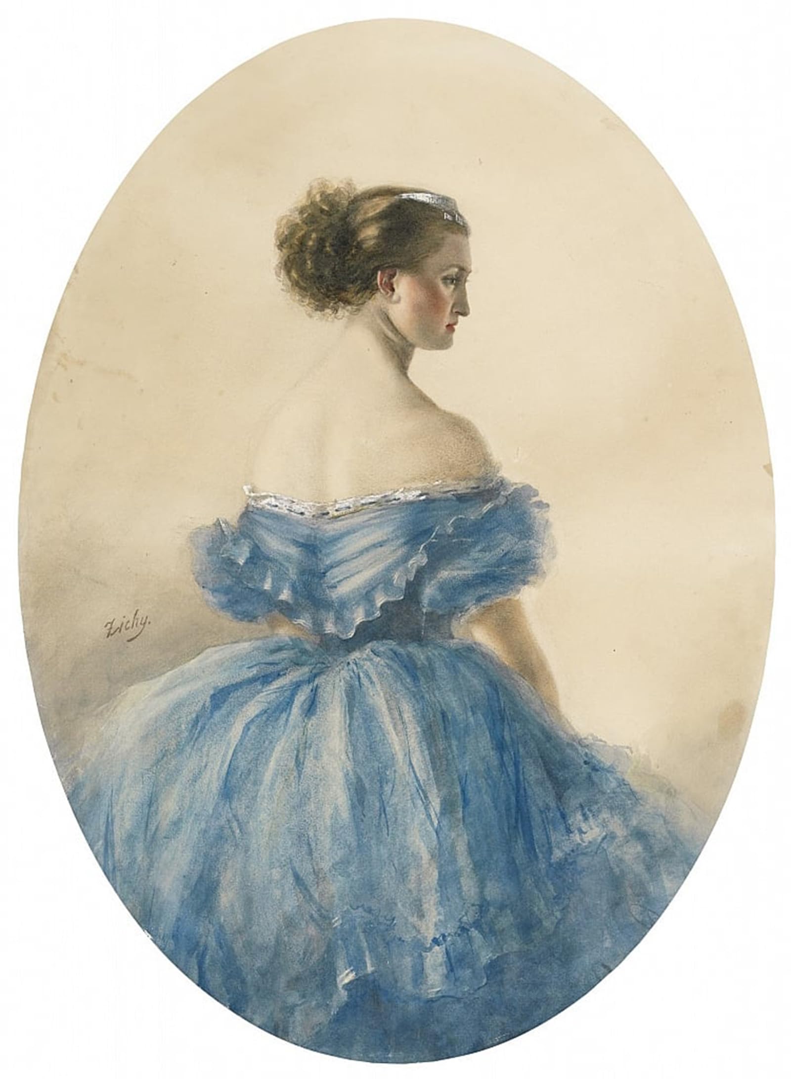 ARTXLXXBN Famous Prints Artwork Pictures Poster Painting Art Portrait of Princess Anna Zu Sayn Wittgenstein by Mihaly Von Zichy Artwork Landscape Pictures for Home Decor 60x90cm