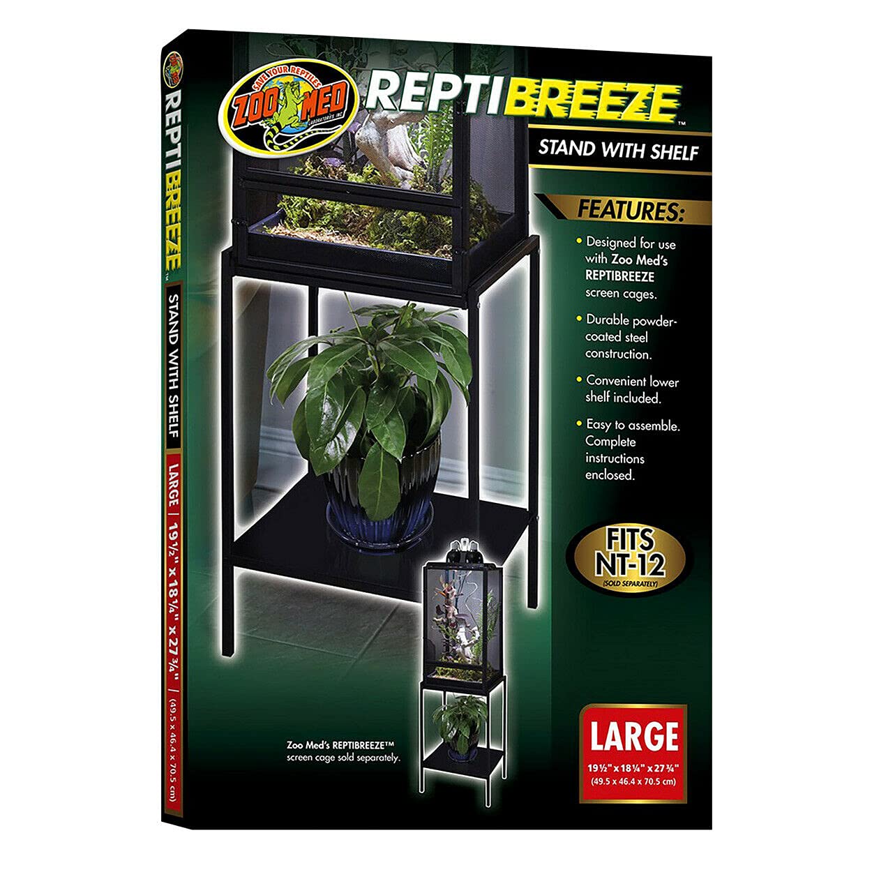 Meuble de table d'appoint pour Reptibreeze Zoo Med Stand L 50x46x71cm en métal noir
