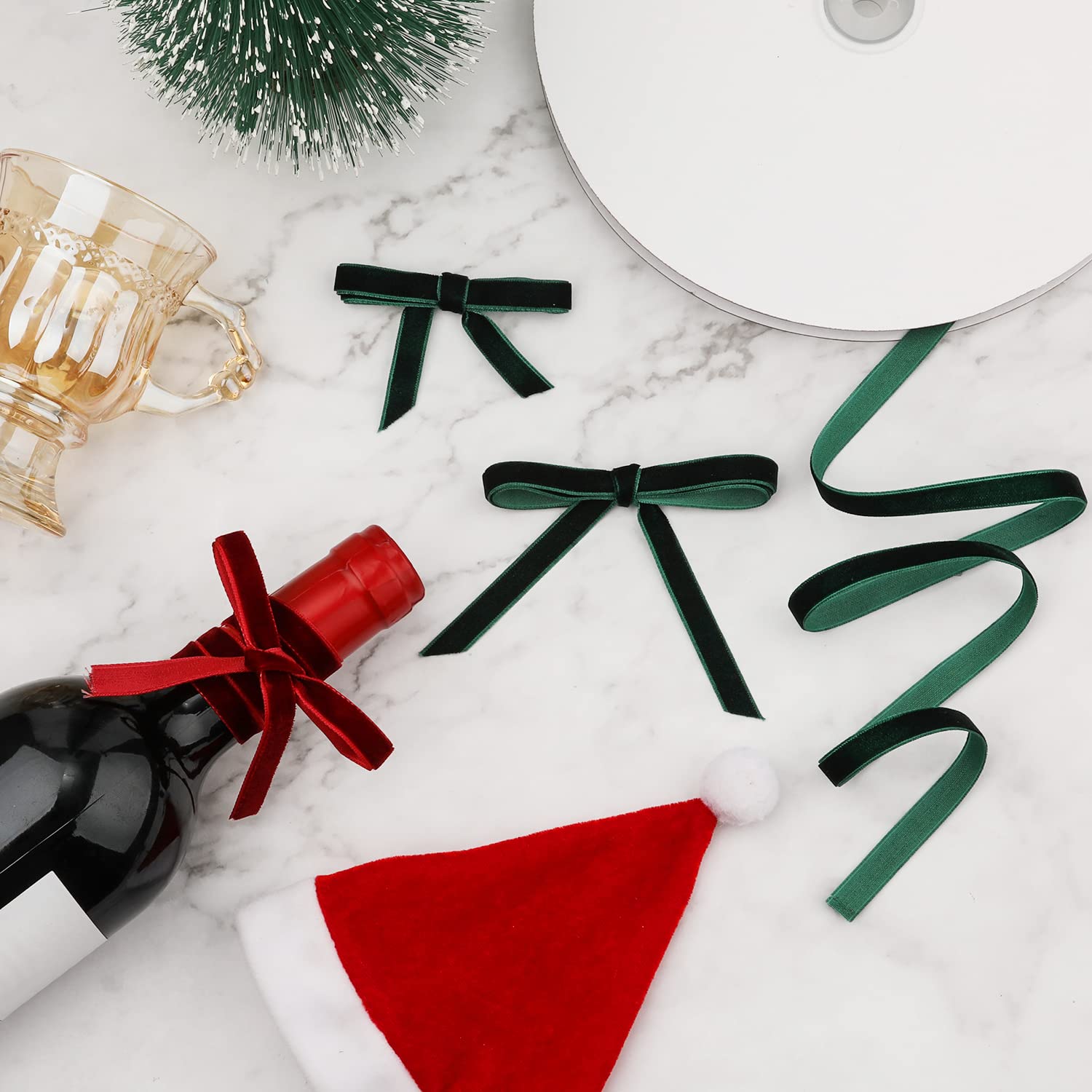 Qurygin 2 rotoli di nastri natalizi da 4,5 m, nastro di raso natalizio per confezioni regalo, nastro decorativo rosso, nastri di velluto natalizio, rotoli di nastro natalizio rosso per la decorazione