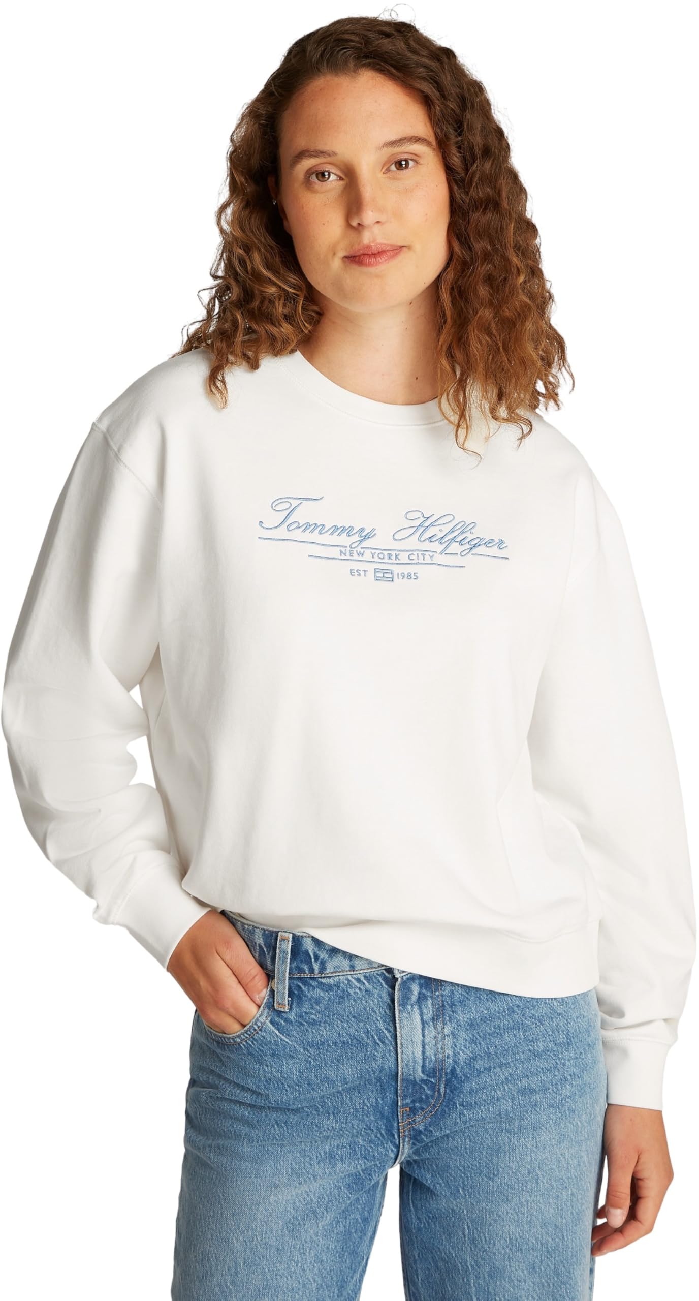 Tommy Hilfiger Donna Felpa Script in Cotone