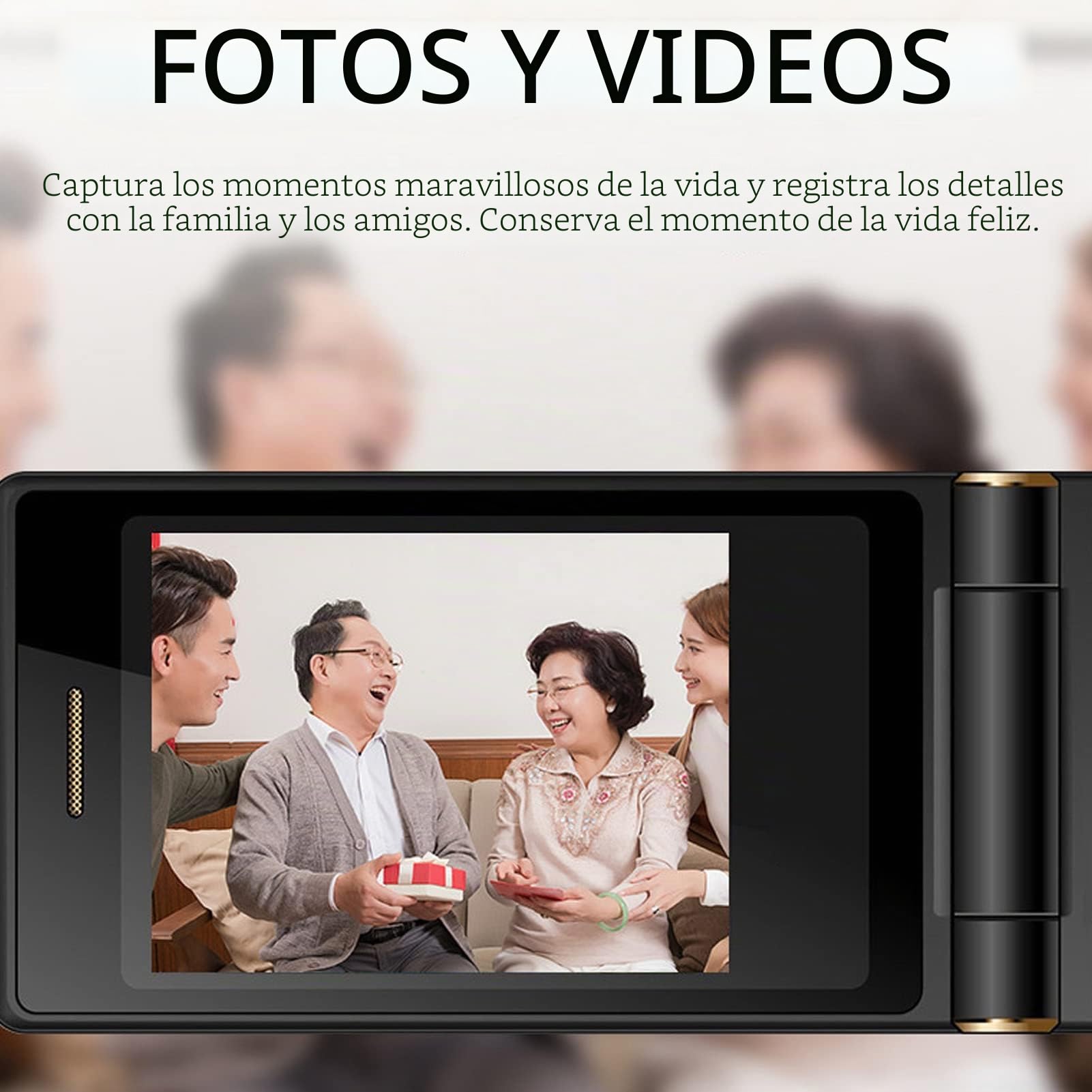 Teléfono Plegable para Personas Mayores, Desbloqueado 3G SOS Botón Grande GSM Teléfono Móvil con Tapa LCD de 2.8 Pulgadas Y Botones Prominentes Teléfono Celular Dial de un Toque Calidad de(Oro)