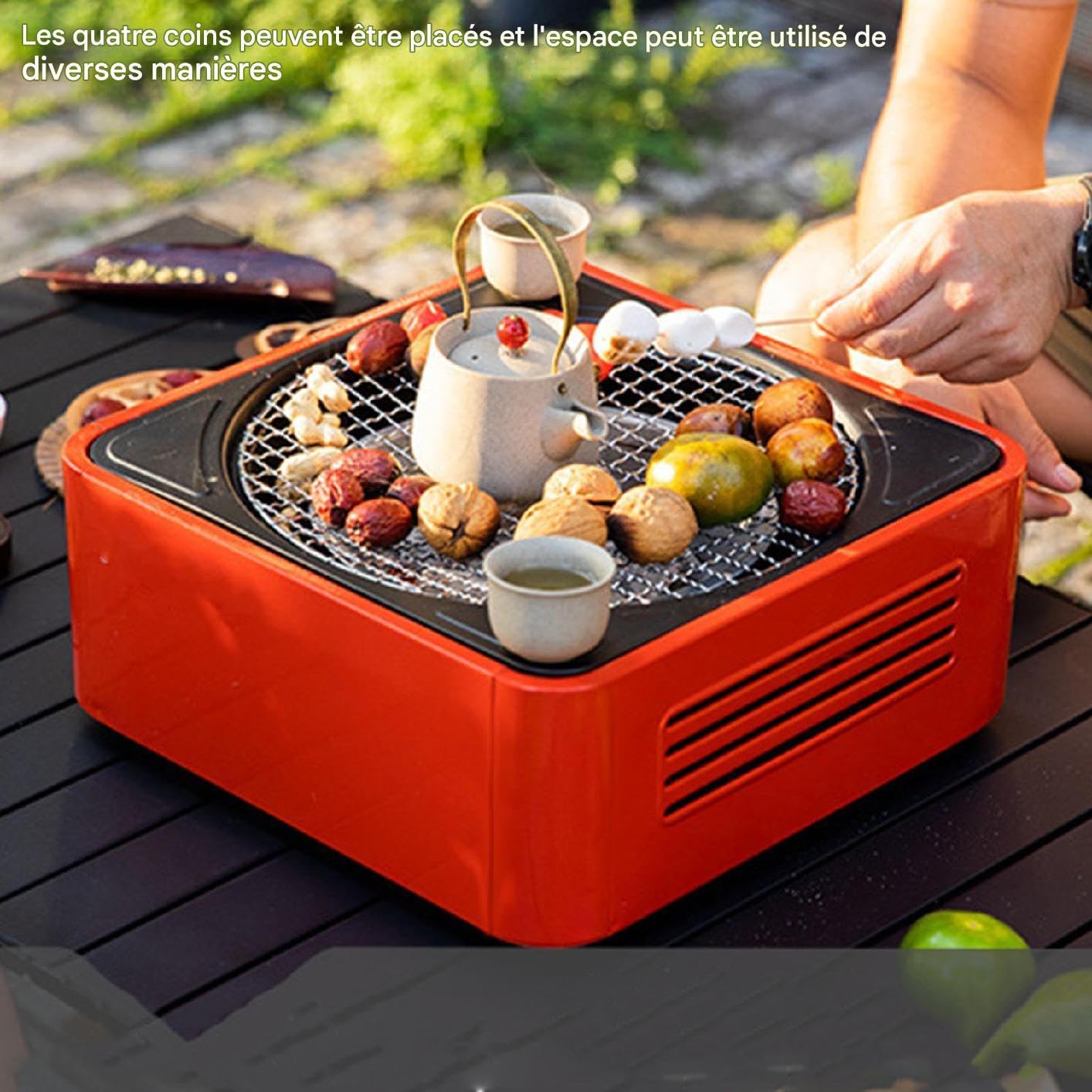 Grill węglowy | Kompaktowa kuchenka do grillowania na zewnątrz - przenośny grill węglowy, na kemping, do ogrodu, na plażę, do domu, na pikniki, kuchnię i imprezy w pomieszczeniach E