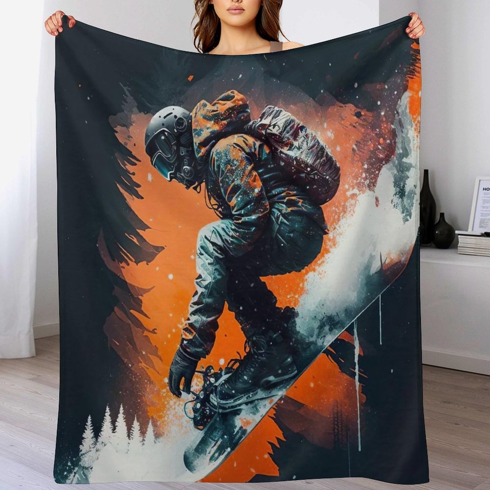 Couverture Snowboard Flanelle Anti-Courants d'Air pour Grand Canapé