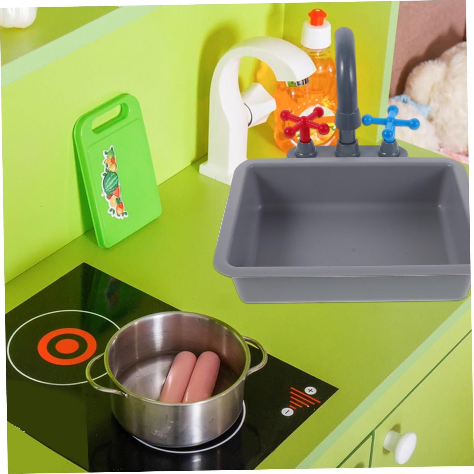 Gatuida Cucina per Ragazzo Ragazza con Rubinetto Piano Cottura Induzione e Accessori per Giochi di Ruolo Giocattolo per Lavastoviglie per Feste