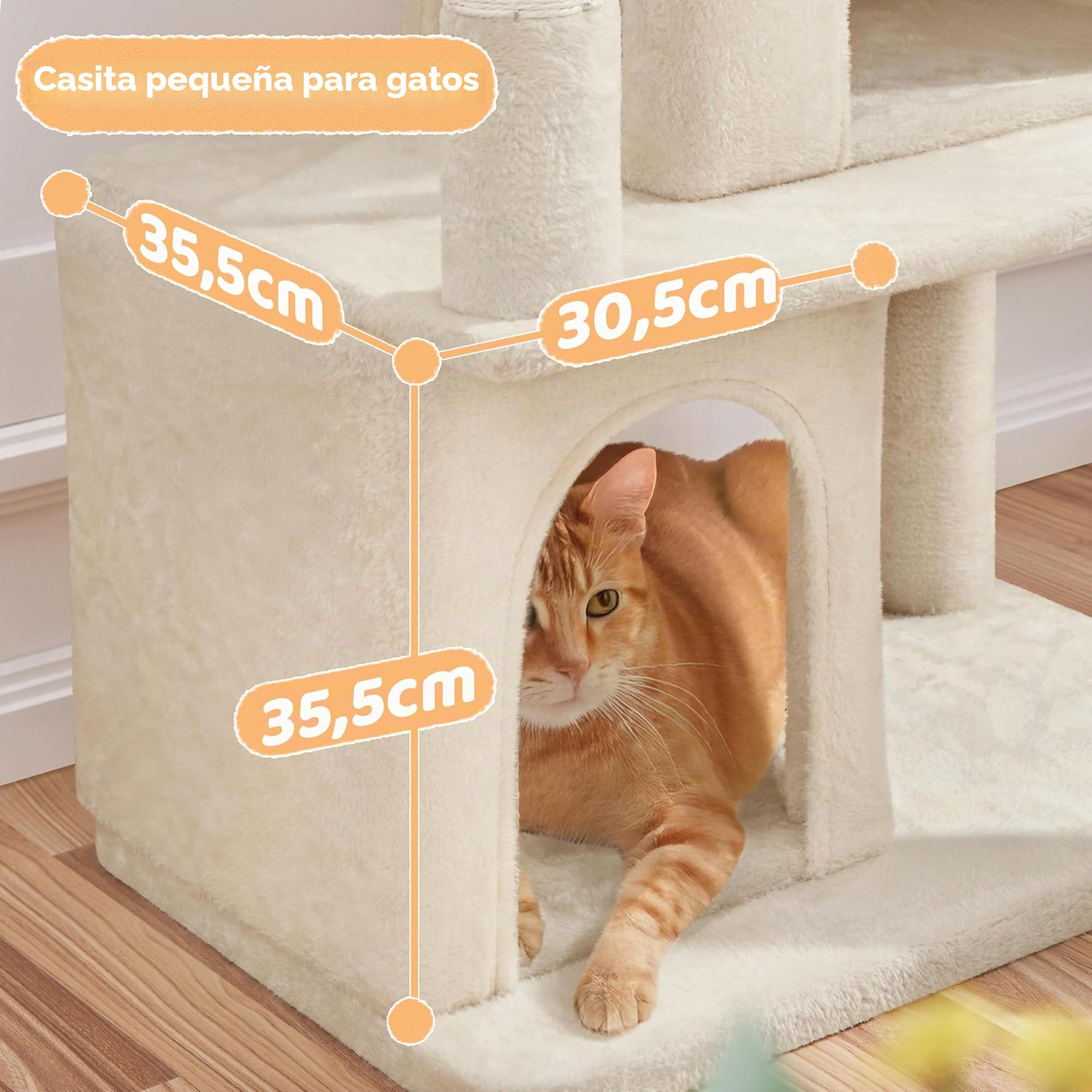 Yaheetech Árbol rascador para Gatos de 106 cm de Altura, con 2 Casitas y Pelota de Juego, Color Beige