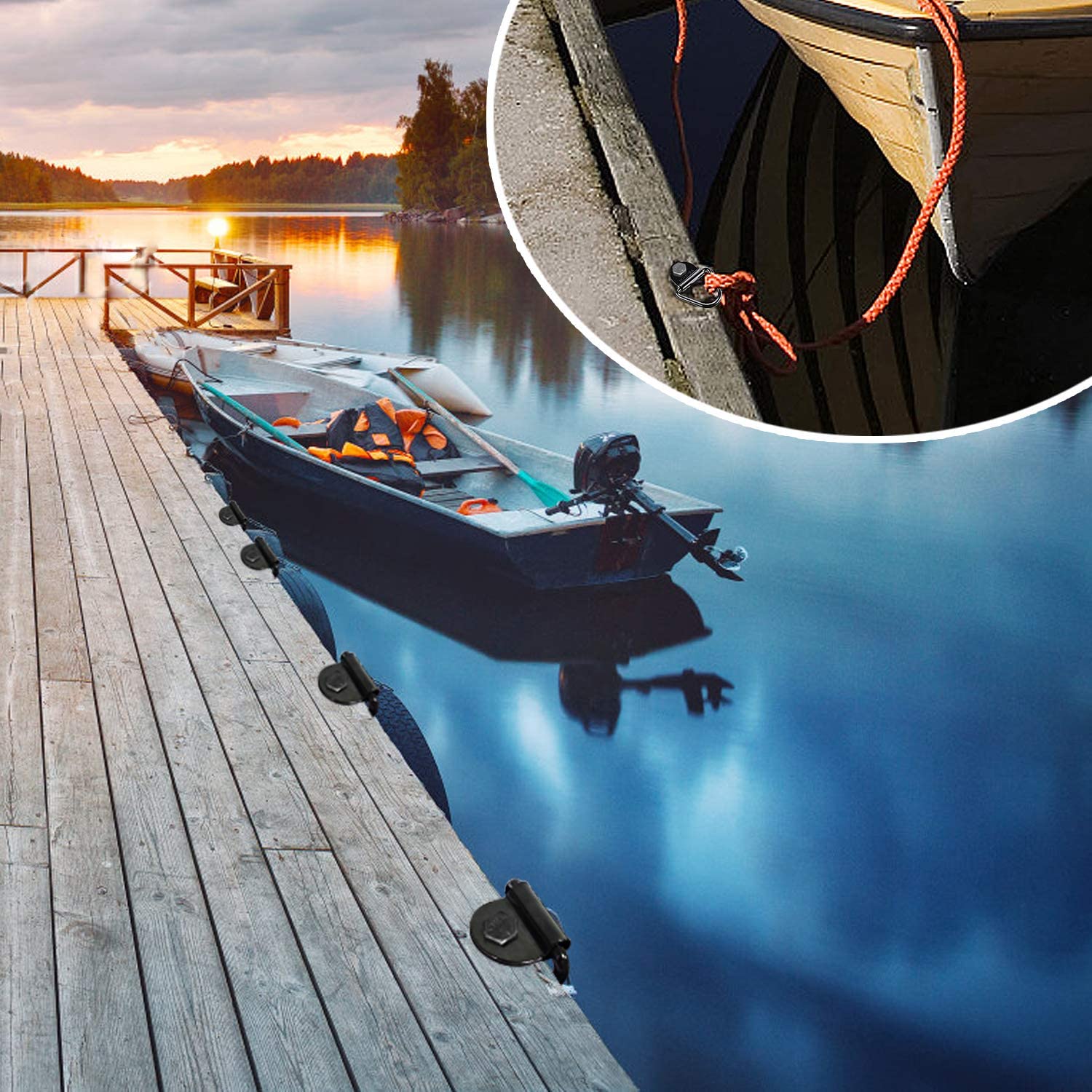 10x Zurrösen V-Ringe - Klappbare Zurrhaken 450kg - Für Anhänger, LKW & Boote - Schwarz