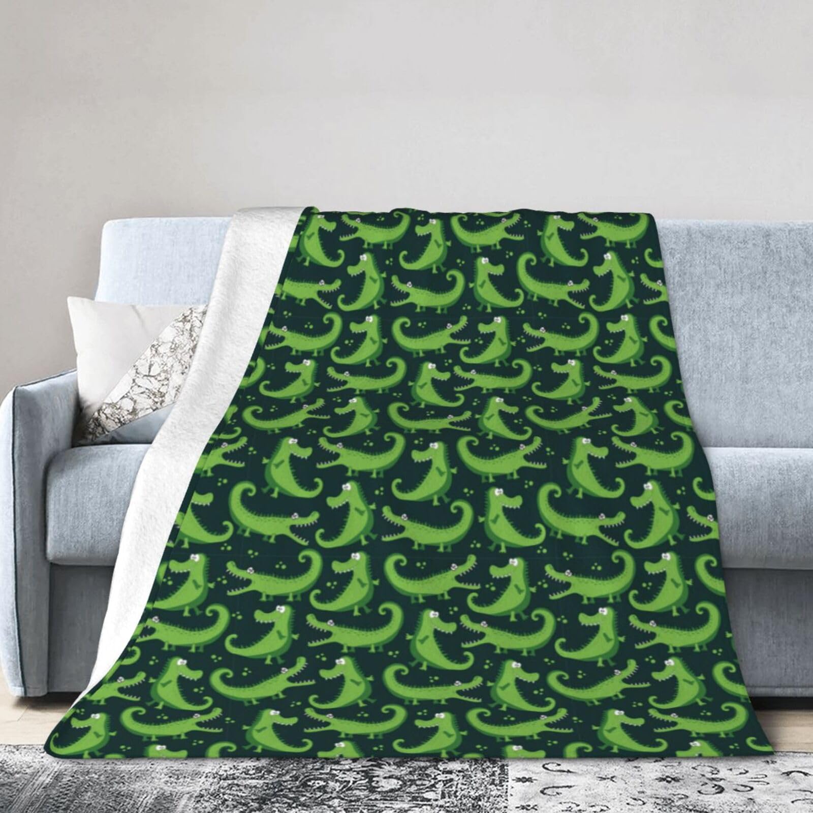 Noble Ren Cartoon Crocodile Ultra-Soft Micro Fleece Blanket Winter Warm Soft Lannel Fleece Throw Blanket For Couch Sofa Bed 80"X60"