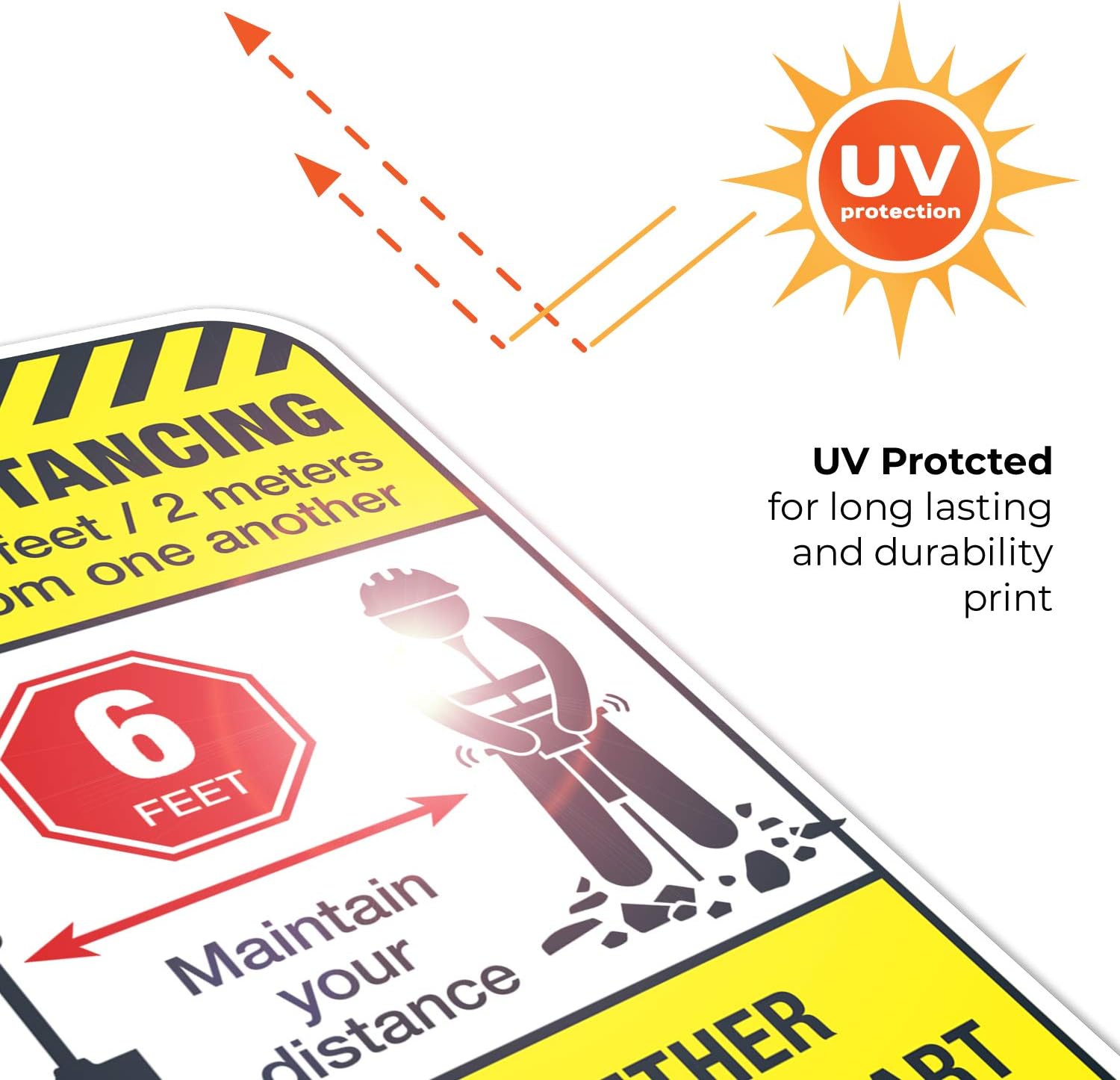 Construction Site Social Distancing Sign, COVID-19 Social Distancing Sign, 12x18 Inches, Rust Free .063 Aluminum, Fade Resistant, Made in USA