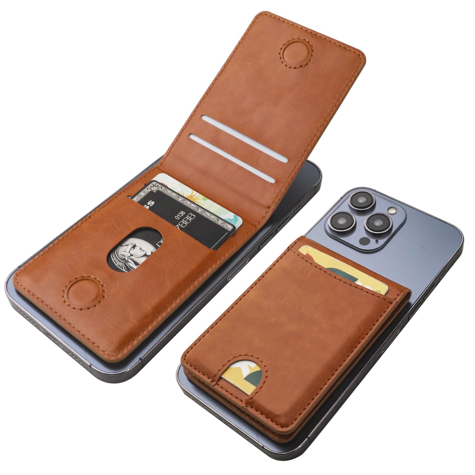 KIHUWEY for MagSafe Wallet Card Holder with Magnetic, Mag Safe Leather Detachable Kickstand RFID Wallet for iPhone 16/15/14/13/12 Pro Max Plus Not for