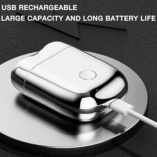 Miniatura 7 de Mini afeitadora eléctrica de doble cabezal, afeitadora de doble cabeza, nueva afeitadora de bolsillo 2025 para hombres, rasuradora lavable de doble