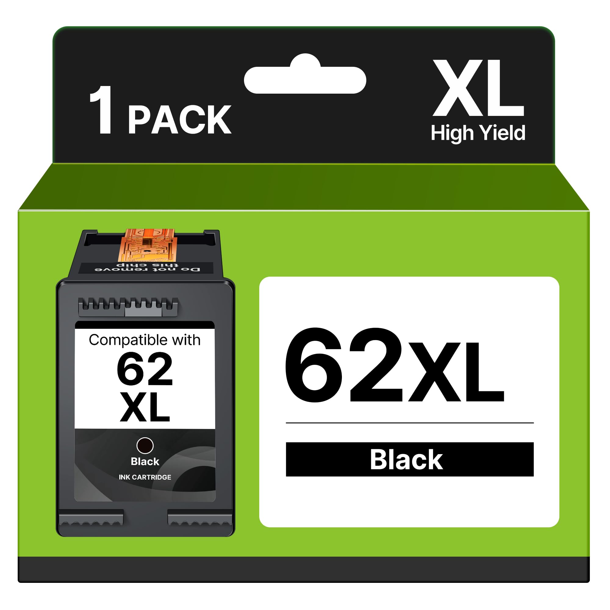 62 XL 62XL Sostituzione per Cartucce HP 62 XL Nero Compatibili con Envy 7640 5540 5640 5544 5547 5646 5548 5545 5541 5644 per Officejet 5740 5742 200 250 5744 (1 Nero)