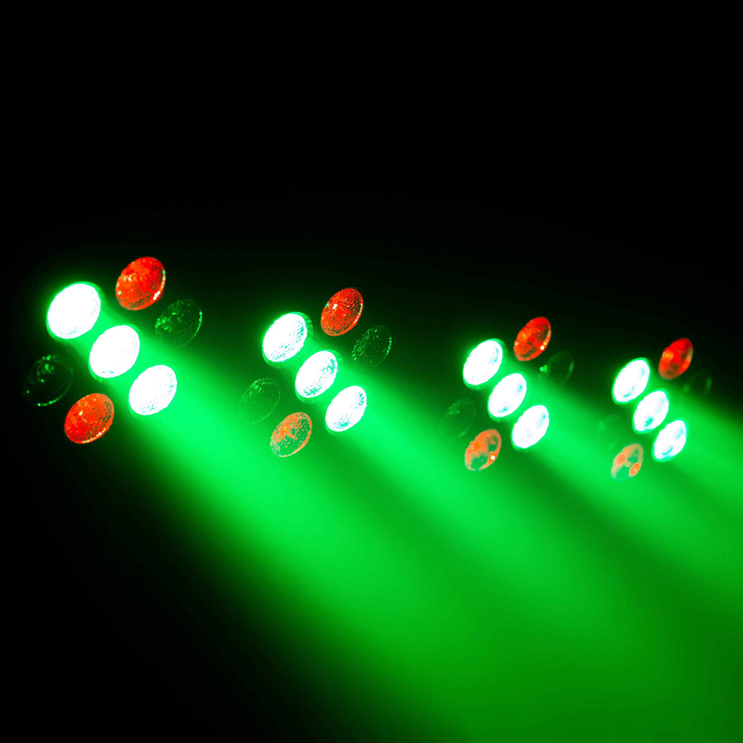 BoomTone DJ D-Tiene Set di luci multicolore Disco Club DJ, 28 LED RGB da 1 W, Dimmer, Kit completo di supporto. Regolabile in altezza. Programmi automatici, rilevamento del suono, telecomando in