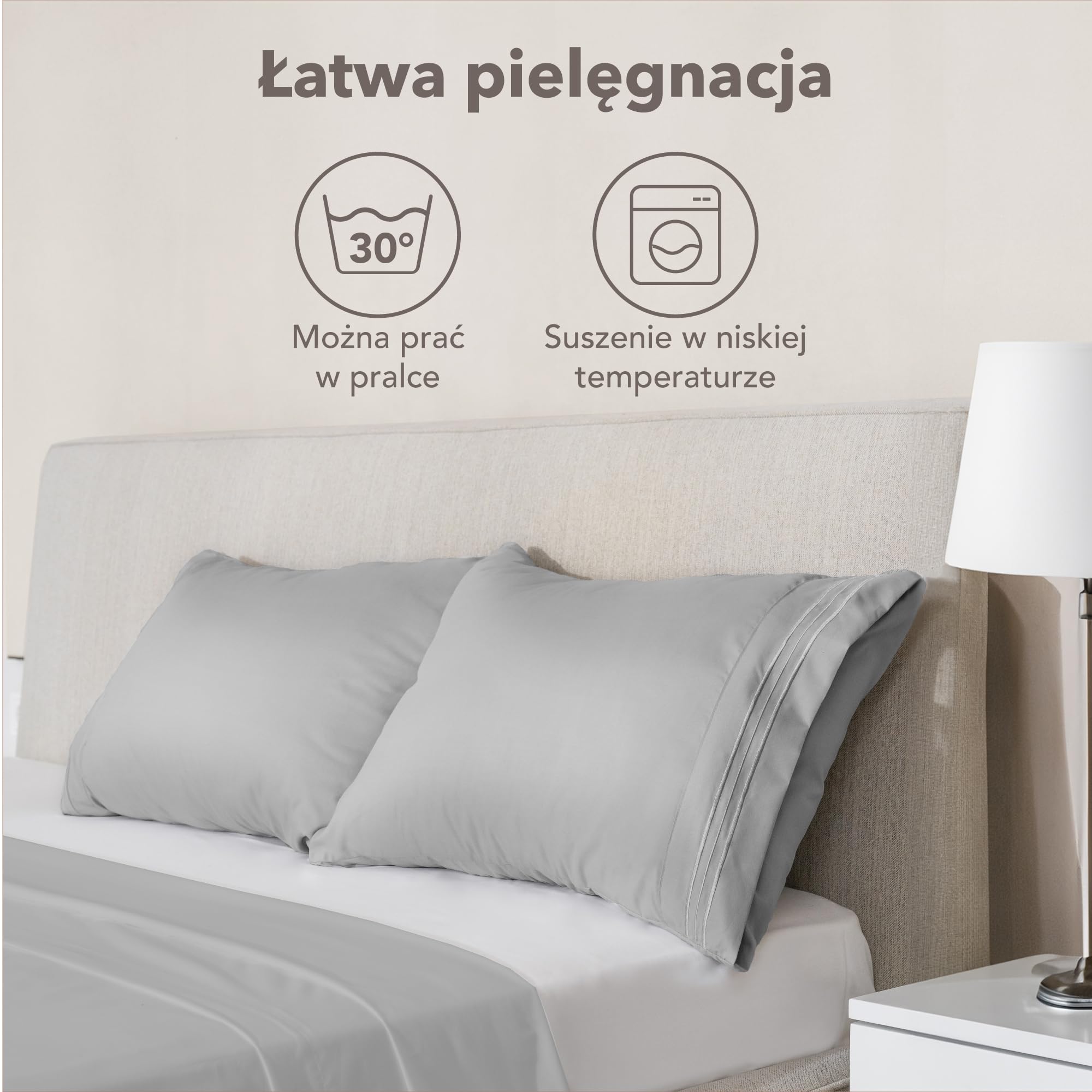 Dreamzie Poszewki na poduszki 60x60 Zestaw 2 sztuk ze szczotkowanej mikrofibry z certyfikatem Oeko-Tex - Miękka poszewka na poduszkę z haftowanymi wzorami - Szara